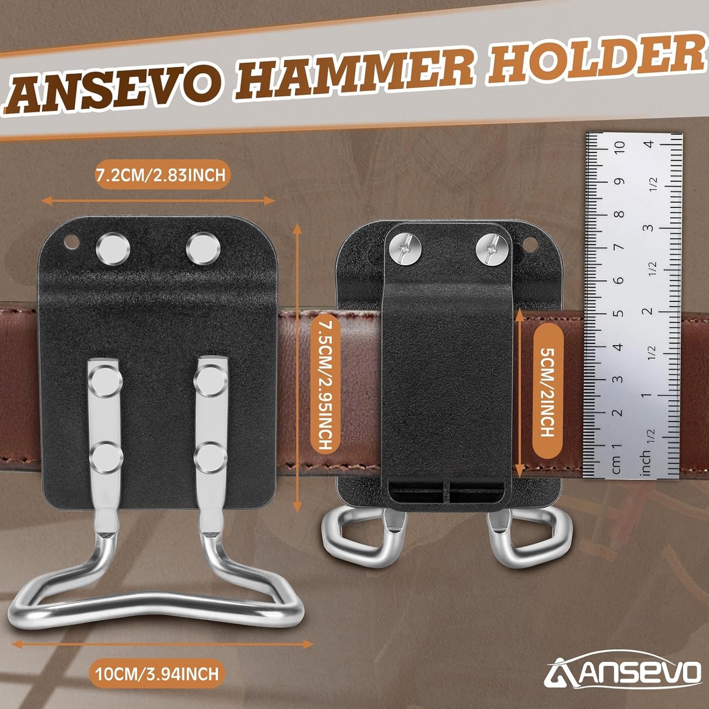 Hammer Holder for Belt, Hammer Holster Metal Crafted Suitable for Work Belts Construction Craftsman Carpenter Electrician Garden