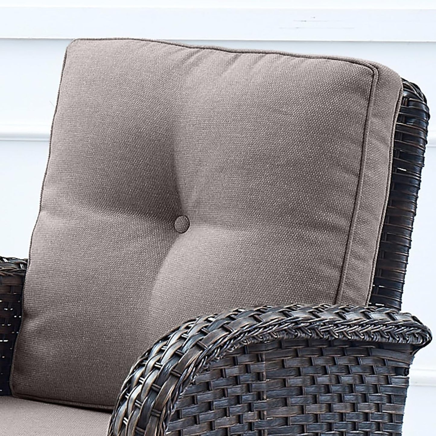 HUMMUH Outdoor Wicker Chairs Patio Dining Chairs Set of 2 with High Back and Deep Seat for Garden,Porch,Backyard,Balcony (Brown/Grey)