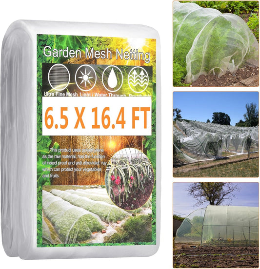 Garden Netting Pest Barrier, 6.5 X 16.4FT Insect Netting for Garden Raised Beds, Garden Bug Netting Plant Mesh for Blueberry Bushes, Figs, Plants, Vegetables Protection