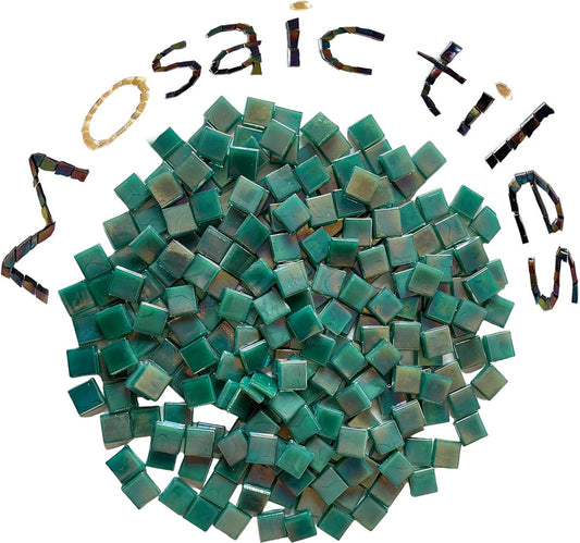 SMEIINIK 1.1lb Bulk Single Iridescent Color Mosaic Tiles for Crafts, Glass Mosaic Pieces for Mosaic Puzzles, Stained Glass Tiles for Mosaic DIY, Mosaic Making Supplies(WJ26-16)