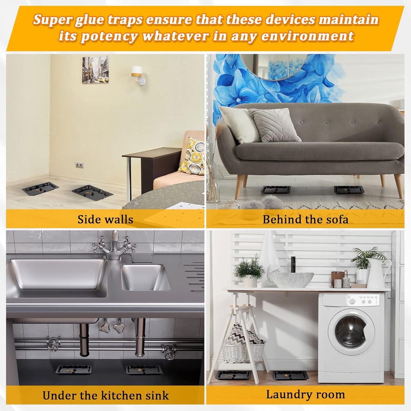 Qualirey 24 Pack Mouse and Insect Glue Traps, Strong Sticky Mice Traps Indoor for Home, Pre Scented Rodent Pads with Non Toxic Glue for House Garage, Ready to Use, Safe to Children and Pets (Black)