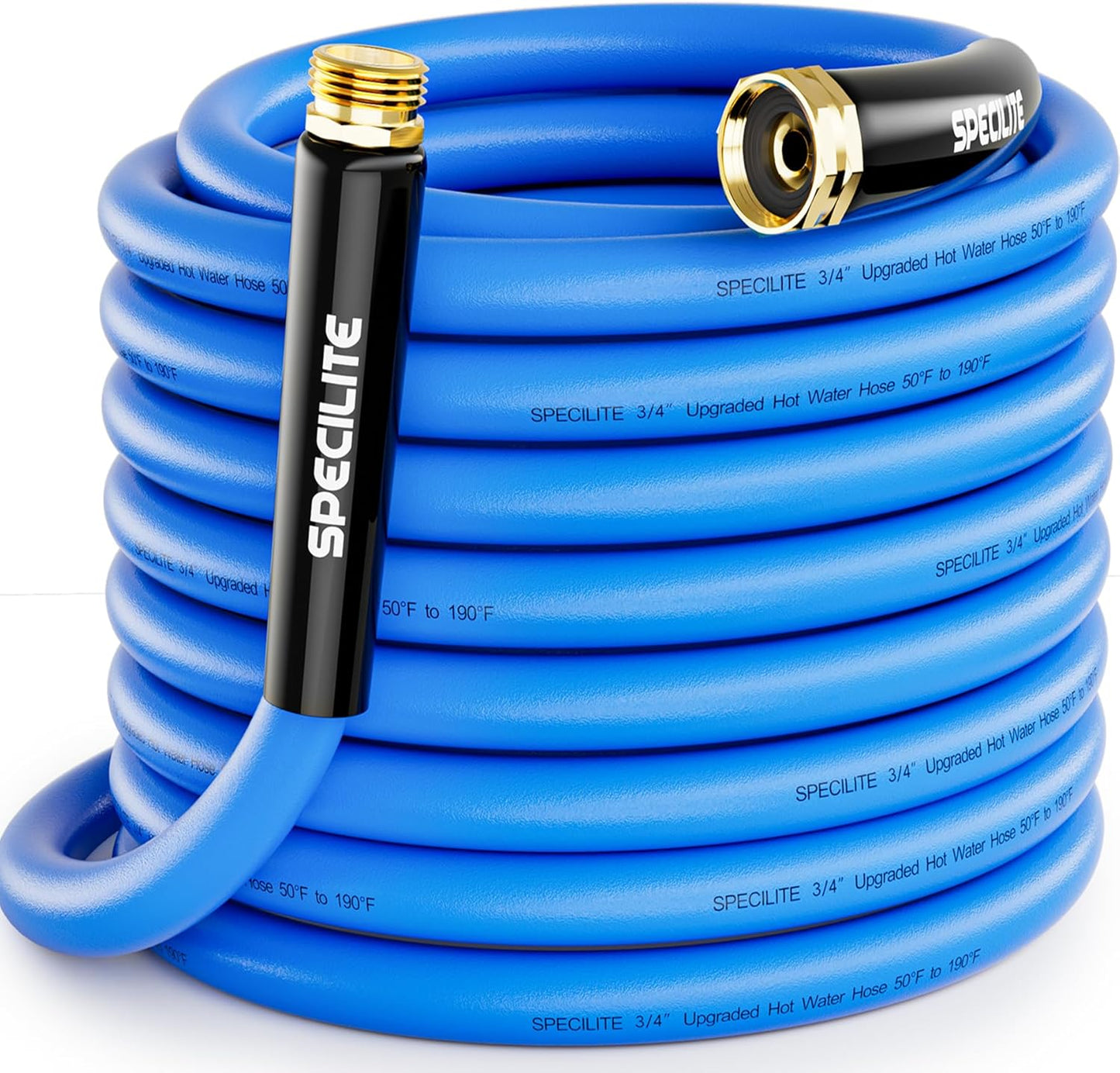 Hot/Cold Garden Water Hose 75 ftx 3/4 in, -50℉ To 190℉, Heavy Duty, Flexible, Burst 605 Psi, Lightweigh, Upgraded Rubber Pipe with 3/4" Brass Fittings For Backyard, Outdoor, Farm, Blue