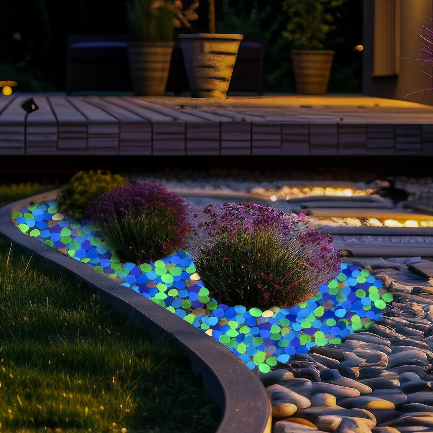 Glow in The Dark Fish Tank Rocks,Glowing Rocks Stones Resin Glow in Dark Pebbles for Outdoor Garden, Fish Tank, Aquarium, Landscaping,Driveway Decoration,Multi 1.4 Lb