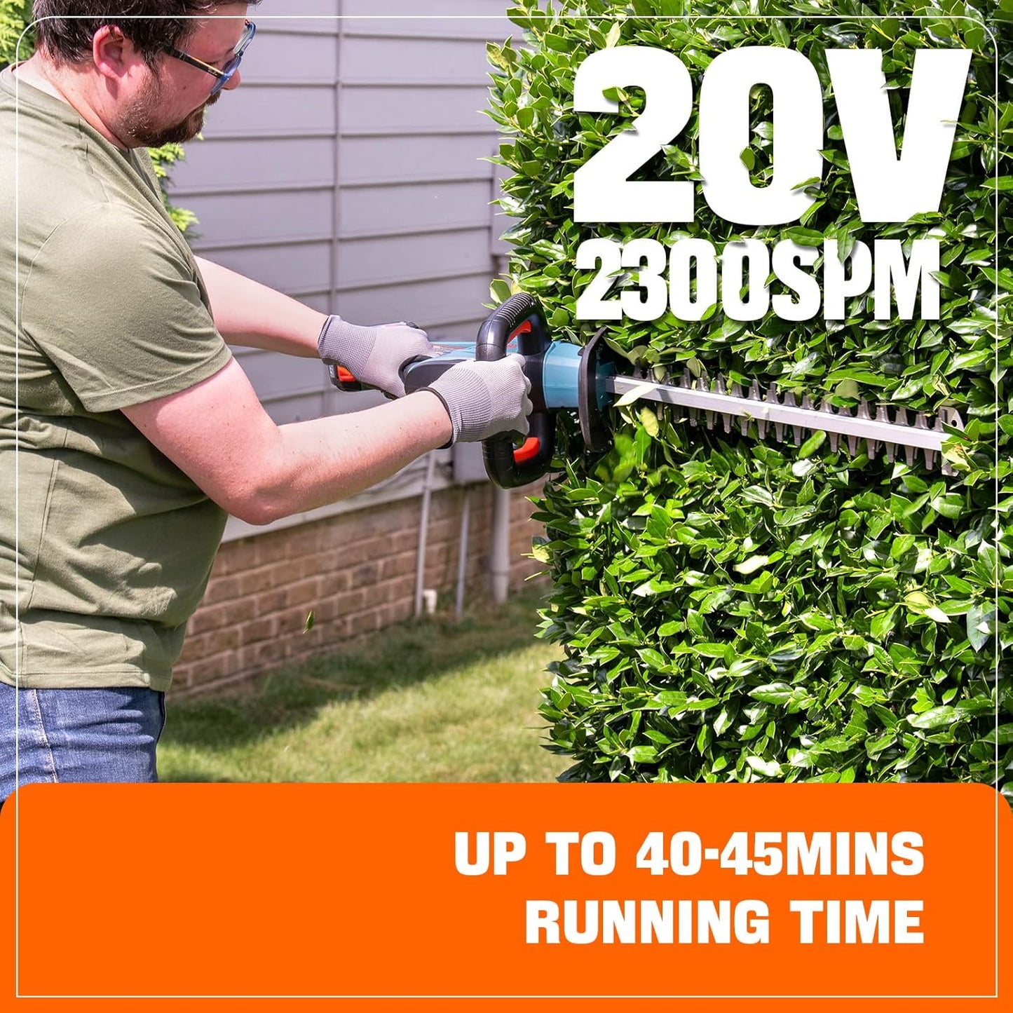 SENIX HTX2-M-0 X2 20 Volt Max* 18-Inch Battery Powered Cordless Hedge Trimmer with Brushless Motor, Double-Sided Dual Action Blades, 3/4" Cutting Capacity, Tool Only, Battery Not Included