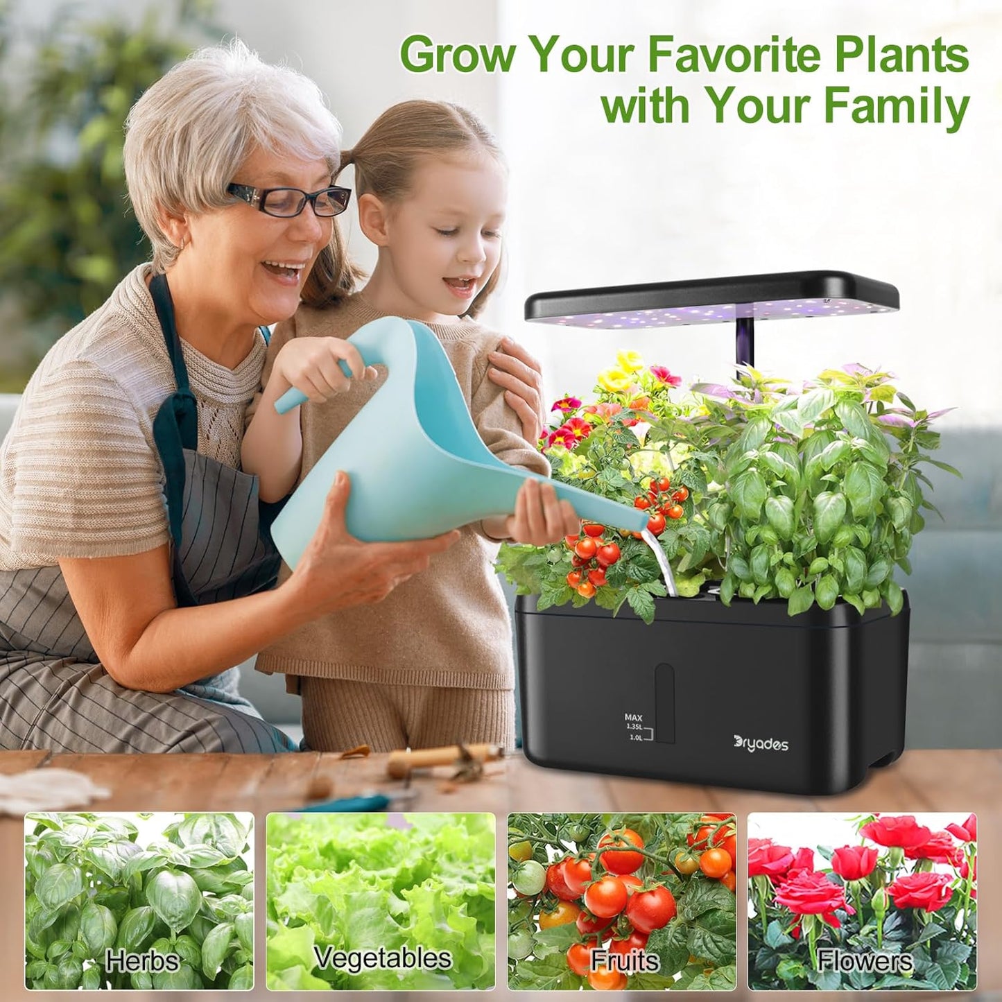 Indoor Garden System 19 Watt LED Growing Light Upgrade 2 Self-Watering Soil-Cultivated Growing Pots Gardening Gifts for Mom Plant Pot for Vegetables Herbs Tomato(No Seeds&Soil)