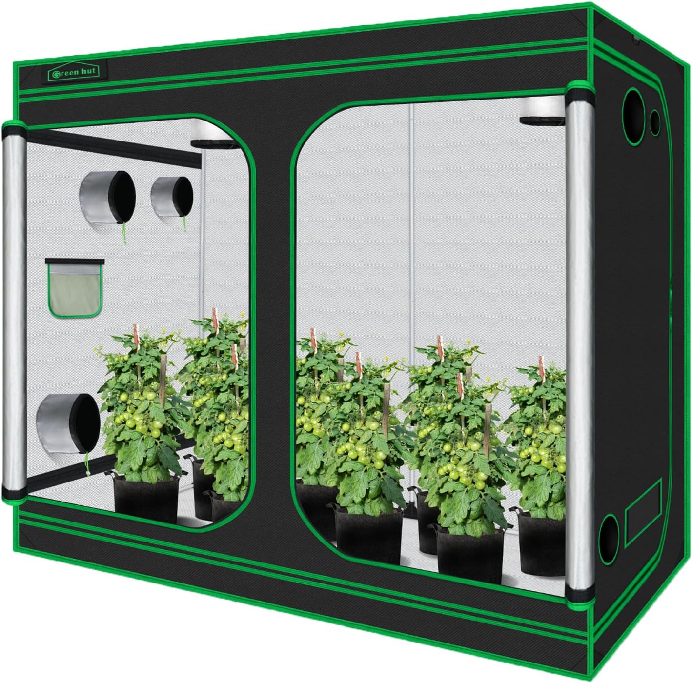 Grow Tent 96"x48"x78" 600D Mylar Hydroponic Indoor Grow Tent with Observation Window, Removable Floor Tray and Tool Bag for Indoor Plant Growing 8x4