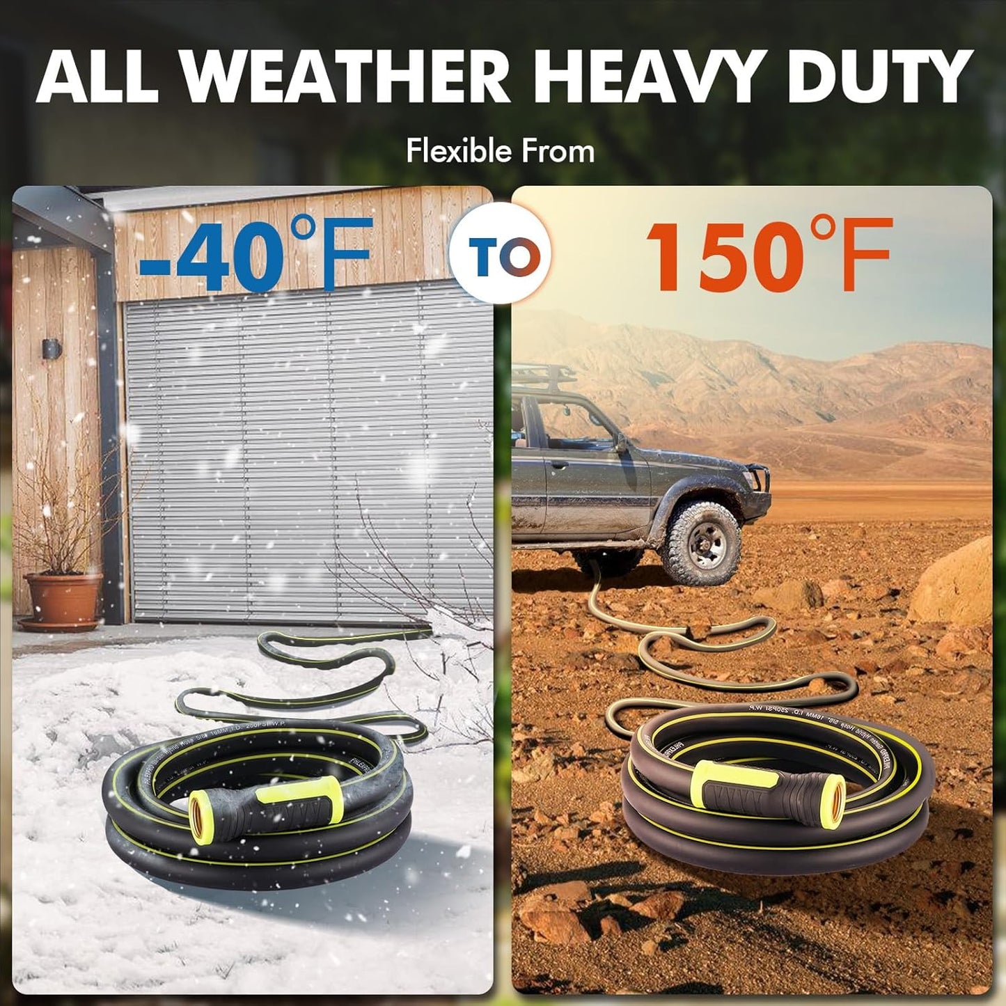 Garden Hose 5FT - PHLEX PRO Heavy-Duty Premium 5/8'' Rubber 3-Layer Water Hose - Innovation Flexible Hybrid Lightweight Water Hose with Full Brass Male to Female Fittings