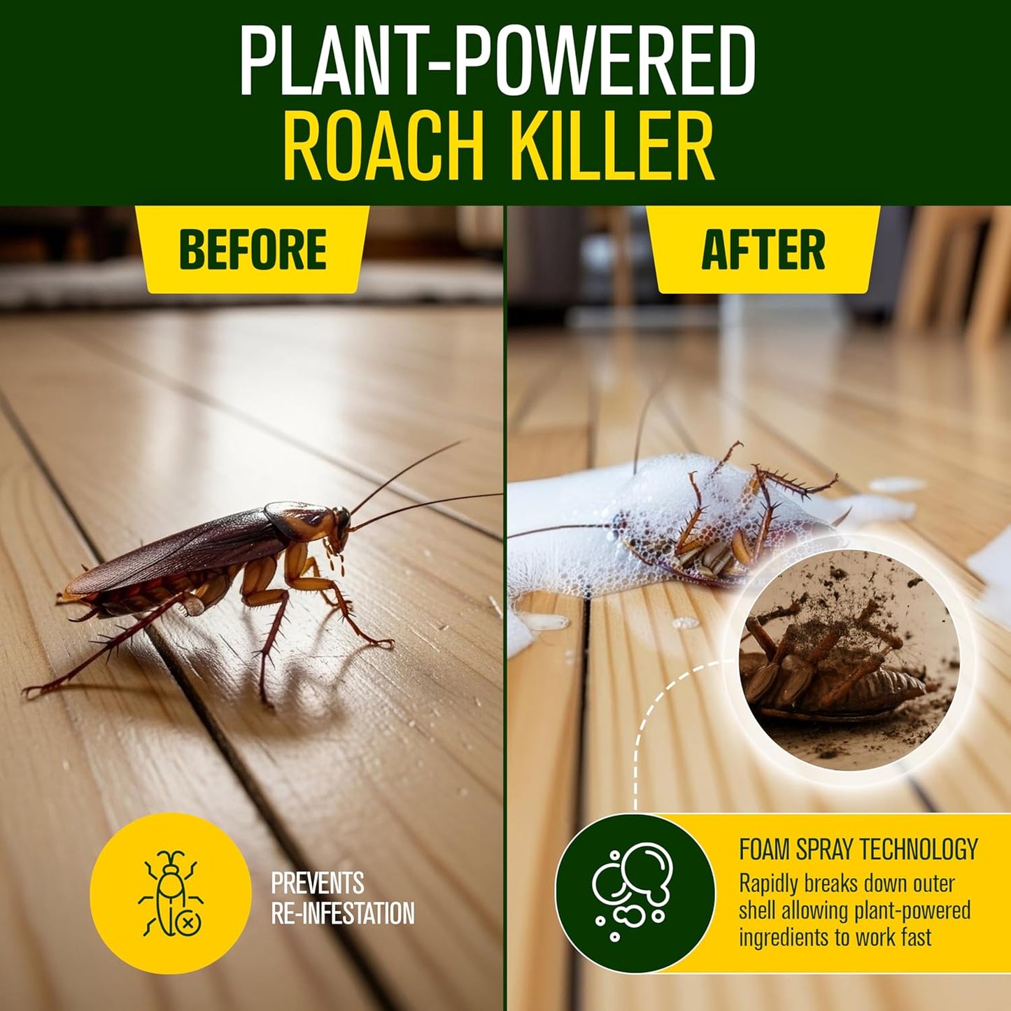 Green Guard Pest Control Spray - Indoor & Outdoor Killer of Ants, Roaches, Spiders & Other Crawling Insects, Safe Around Children & Pets, Plant-Based, Pleasant Scent (Citro Force, 32oz)