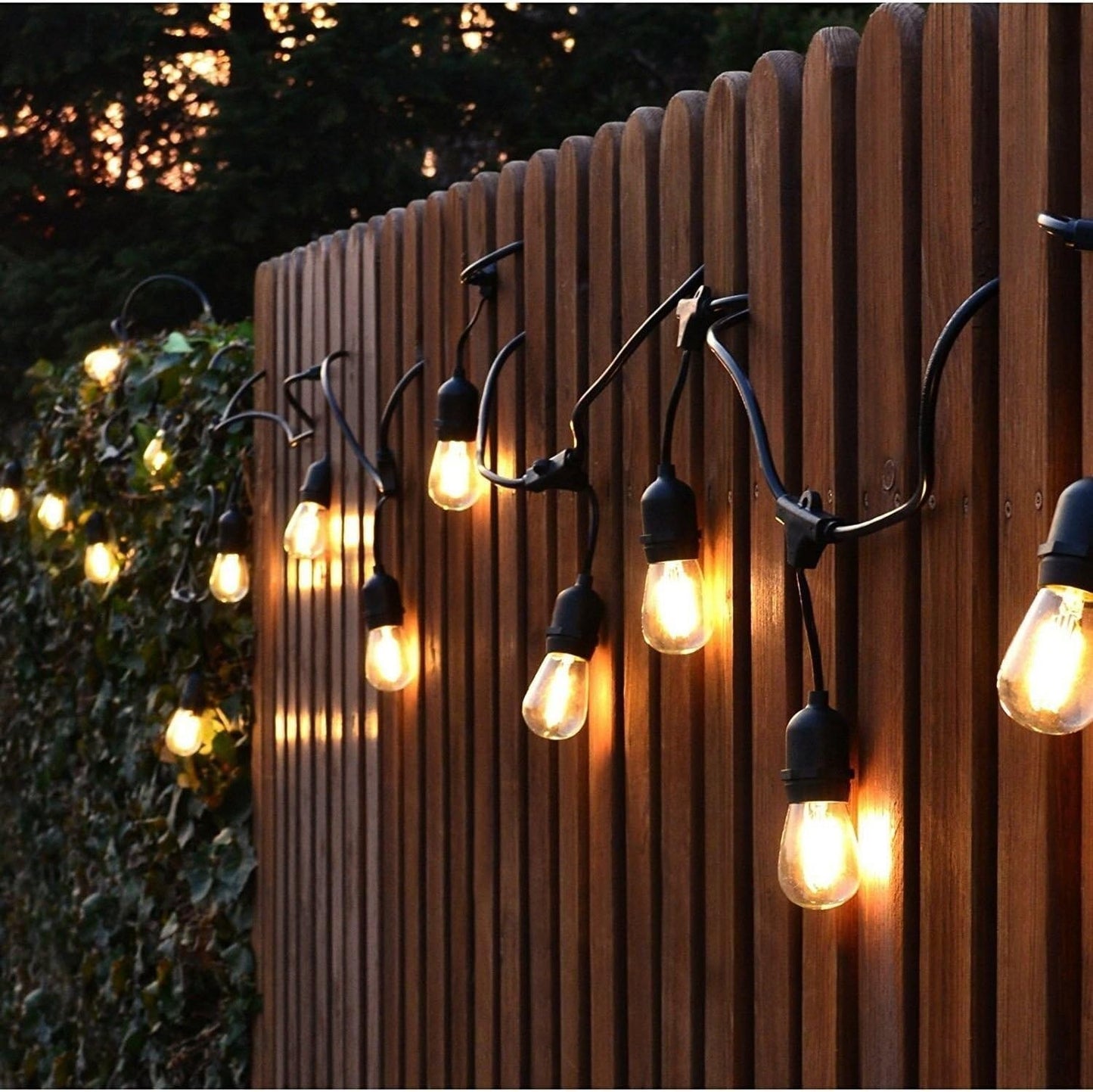 FRIDEKO HOME Waterproof Outdoor String Lights - 12Ft Commercial Grade Patio Lights Heavy Duty Light String Hanging Light Fixture with 11W S14 Bulbs for Deckyard Garden Porch Party Decor