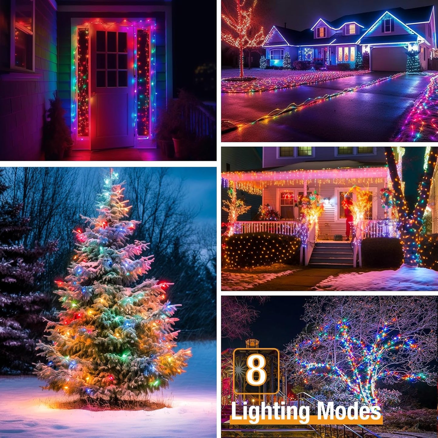 6 Pack Solar String Lights for Outside - 480LED 198FT Solar Fairy Lights Outdoor Waterproof 8 Modes, Copper Wire Solar Powered Twinkle Lights for Tree Garden Christmas Wedding Party Decor, Multicolor