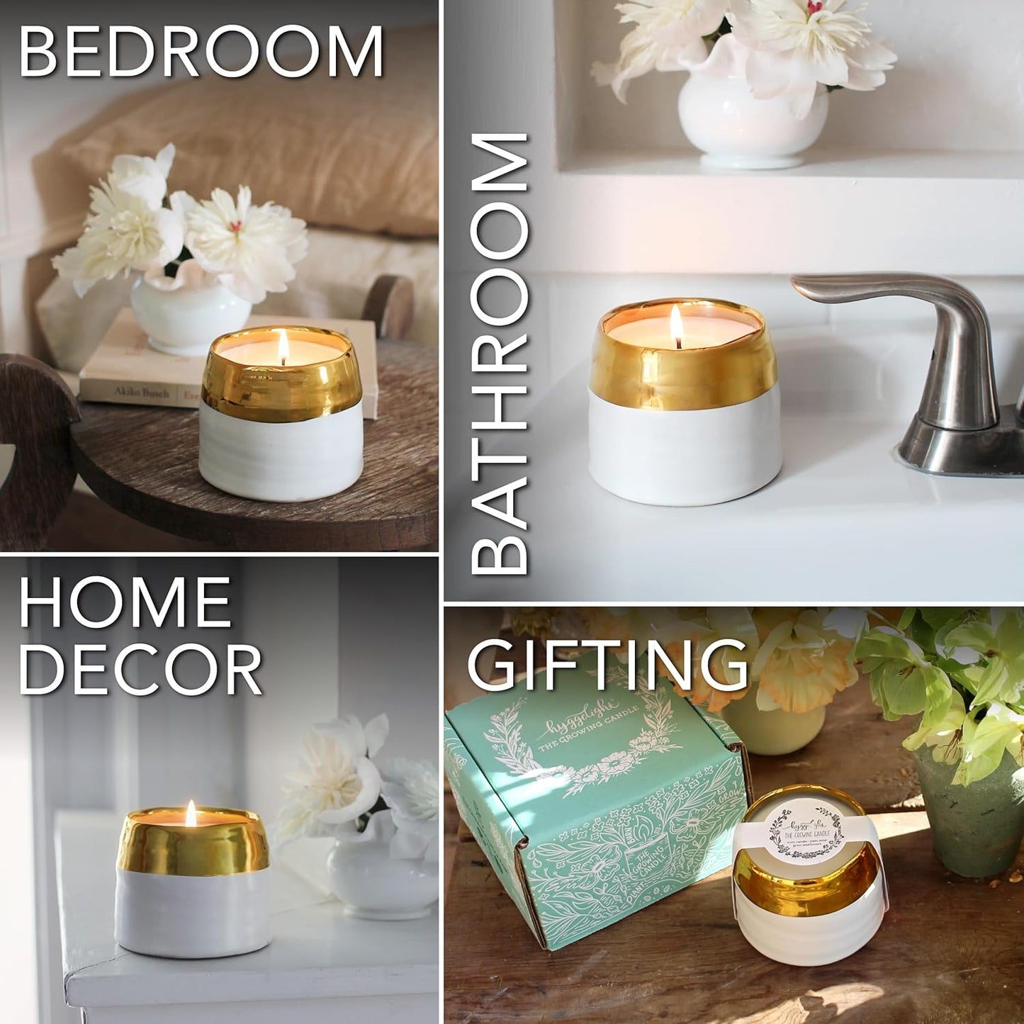 The Growing Candle, Lavender Scented, 10oz Ceramic Pot, Single Wick Aromatherapy Candles, 100% Soy for Women and Men, Clara