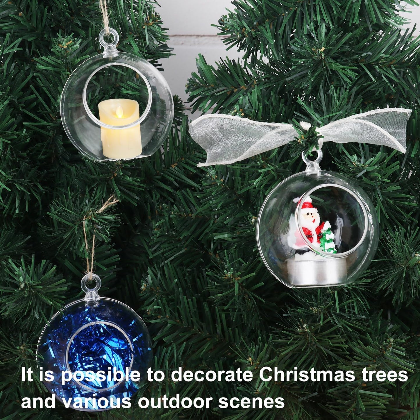 60 Pcs 3.15 InchTea Lights Hanging Glass Globes Orbs, Clear Hanging Candle Holder, Tealight Candle Holder for Wedding, Christmas, Party, Centerpiece Accessory and Home Decor by KUKLIPJIM.