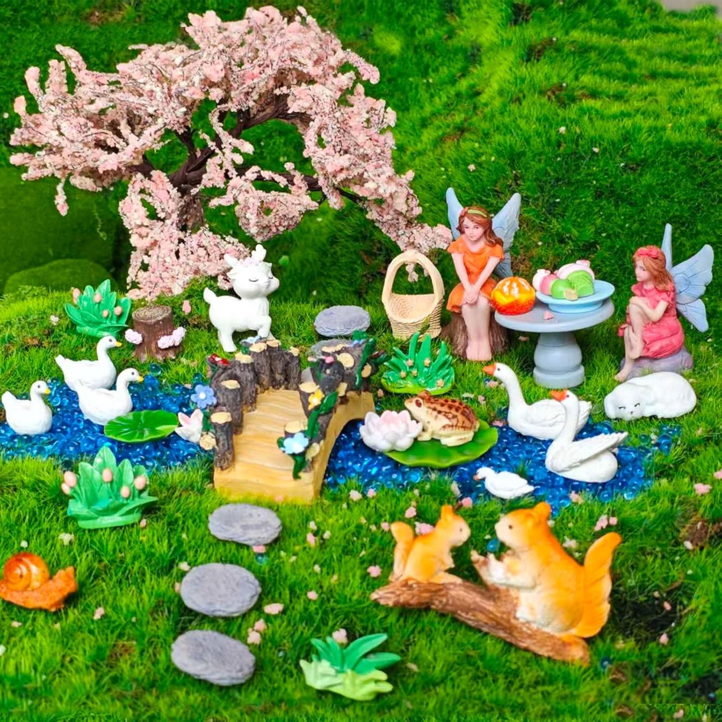 Miniature Fairy Garden Accessories, 36 Pieces Miniature Resin Figurines for Plant Pots, Backyard, Lawn, Micro Landscape, Dollhouse, Terrarium