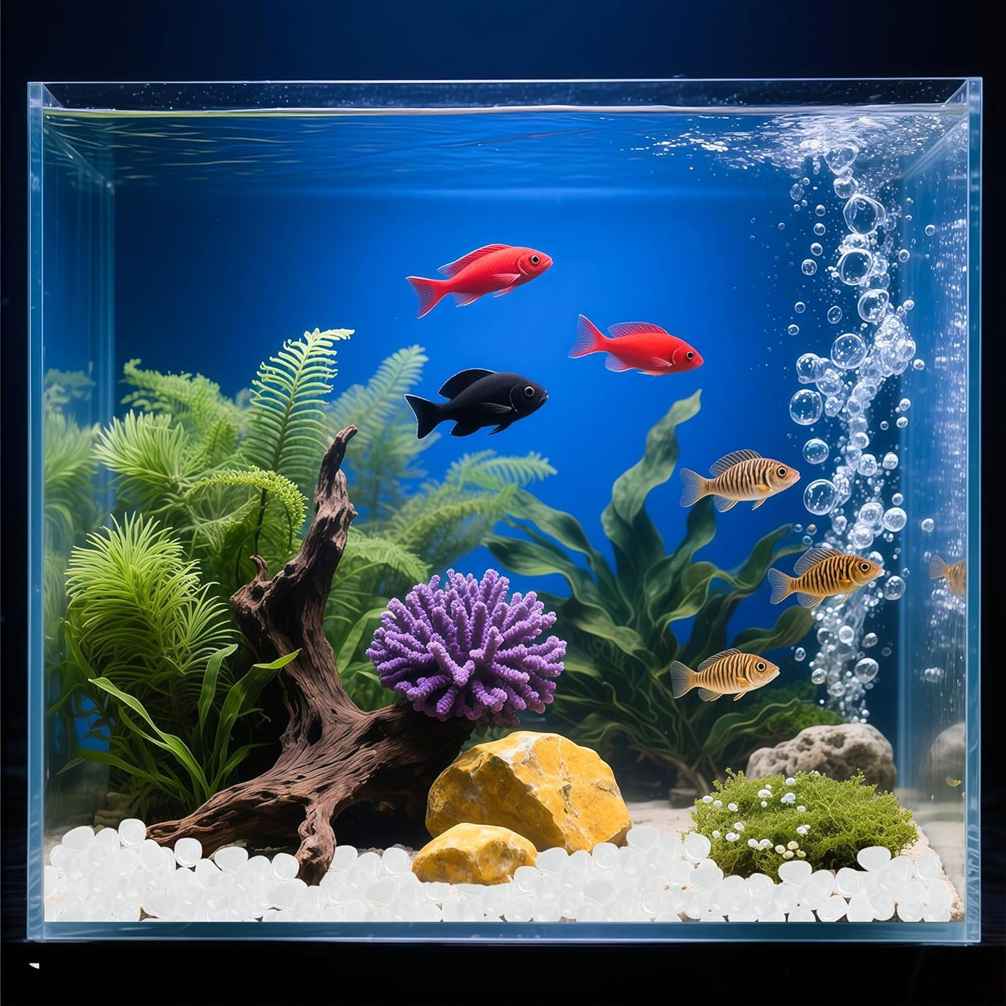 Glow in The Dark Fish Tank Rocks,Glowing Rocks Stones Resin Glow in Dark Pebbles for Outdoor Garden, Fish Tank, Aquarium, Landscaping,Driveway Decoration,White 1.4 Lb