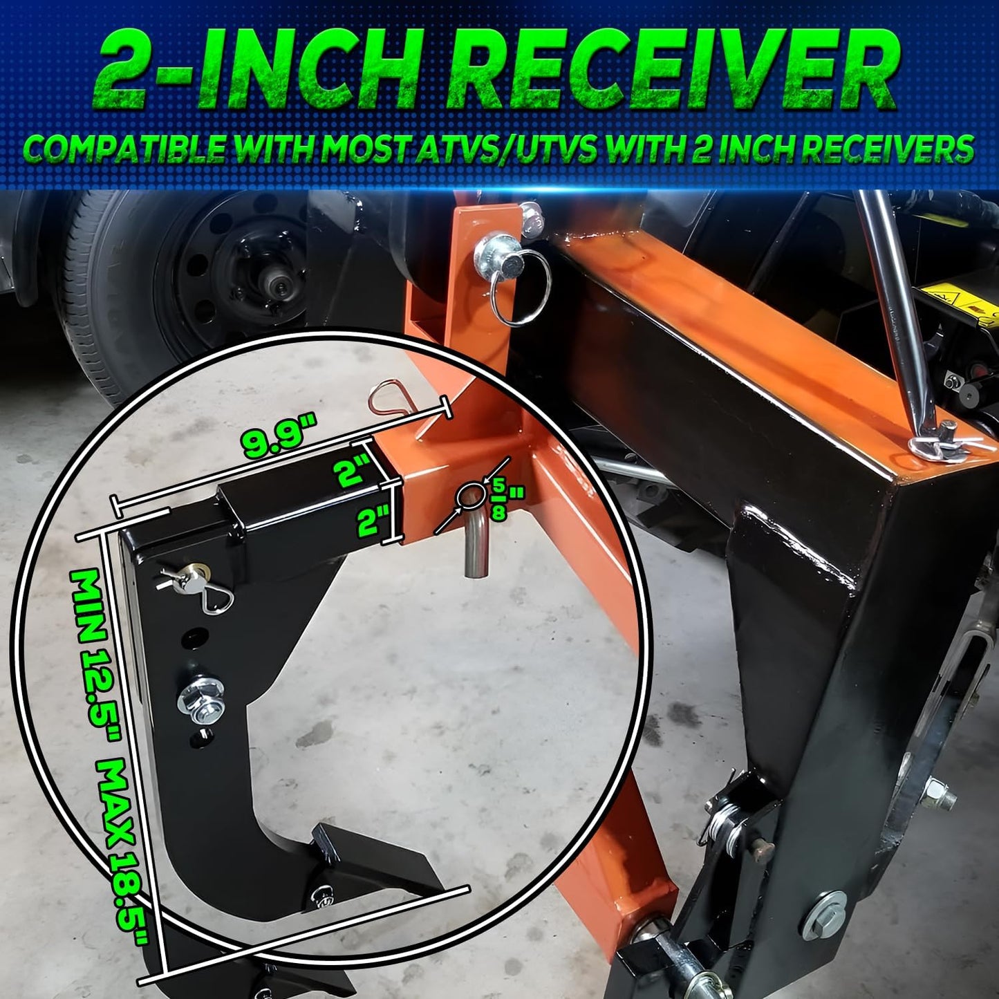 3 Point Trencher Ripper Attachment fit 2" Receivers, Hitch Mounted Ripper for Tractor Lawn Mower ATV UTV, Adjustable Subsoiler Plow with Replacement Plough Blade in Garden Farm Bury Pipes Sow Seeds