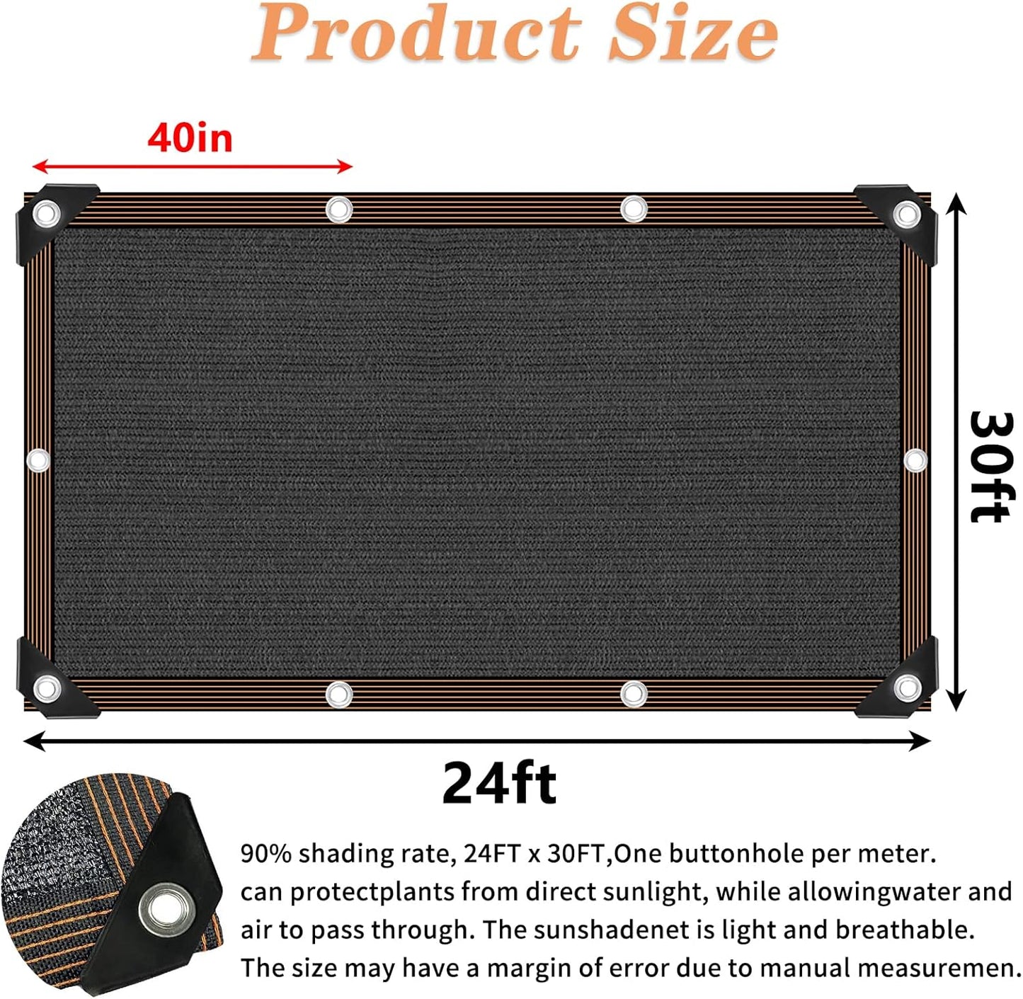 QLOFEI Shade Cloth for Patio, 80-90% Sunblock Sails for Garden Pergola Outdoor, Sun Shade Cloth with Grommets for Kennel Chicken Coop Lawn Easier to Hang Neting Cover, 24x30 FT