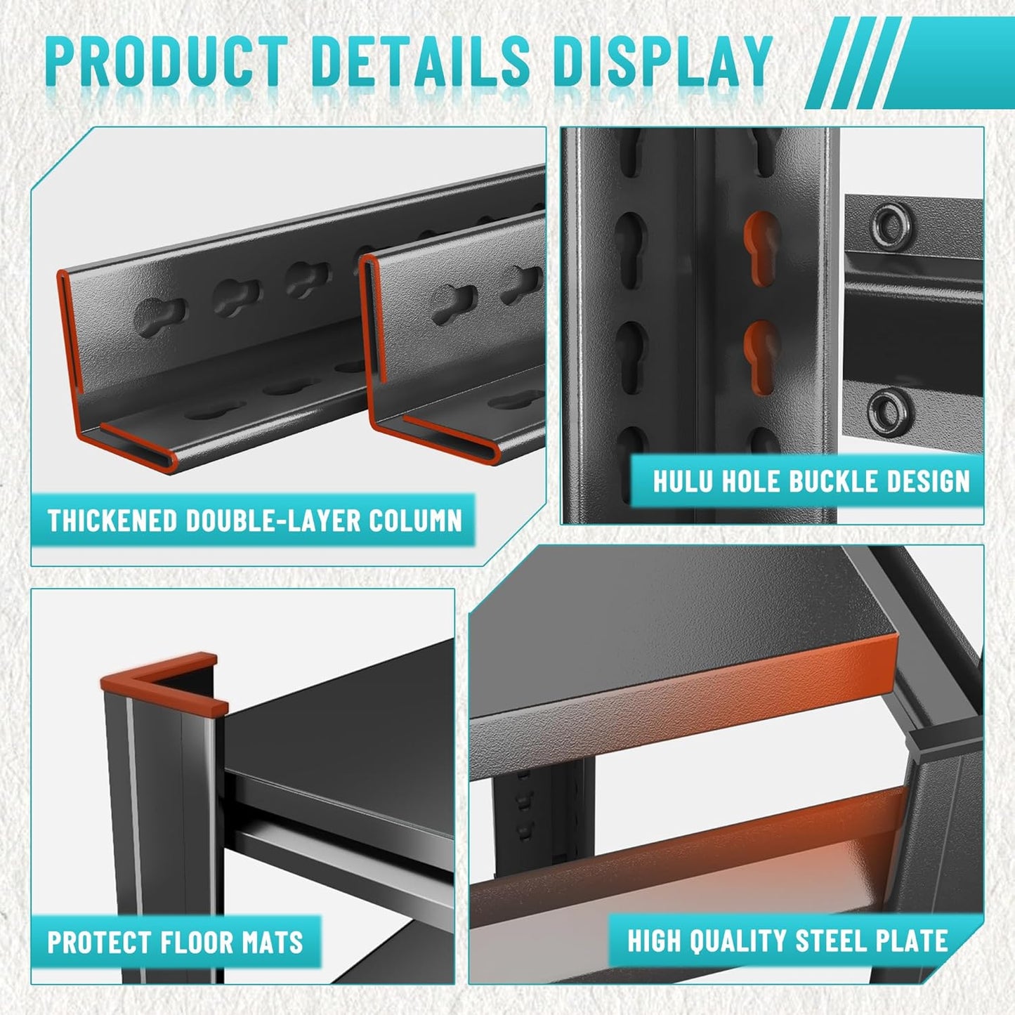 Heavy Duty 5-Tier Shelving Unit 2500LBS Capacity - Adjustable Steel Garage Shelves for Warehouse, Basement Storage(35.4''W×11.8''D×77''H)