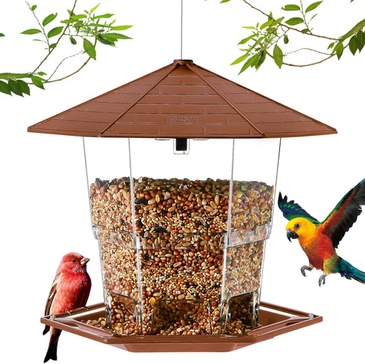 Bird Feeders for Outdoors Hanging Bird Feeder Wild Birds Seed, Brown