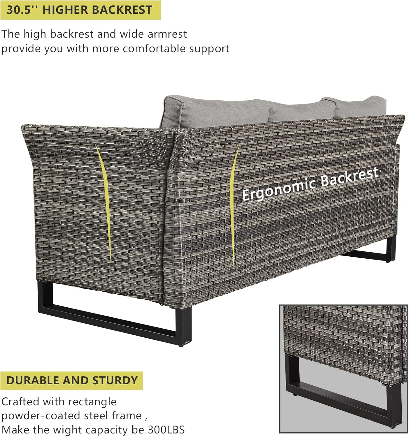 HUMMUH 8 Piece Patio Furniture All Weather 6-Seater Outdoor Sectional Sofa with Patio Swivel Chairs and Outdoor Chairs Ottomans for Porch,Garden,Backyard,Deck