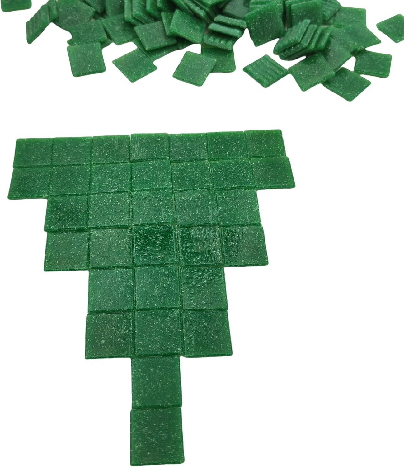 3/4 inch Quartz Glass Mosaic Tiles for Crafts, 1.1 LB, Square Mosaic Pieces for DIY Picture, Home Mosaic Decoration (Green)