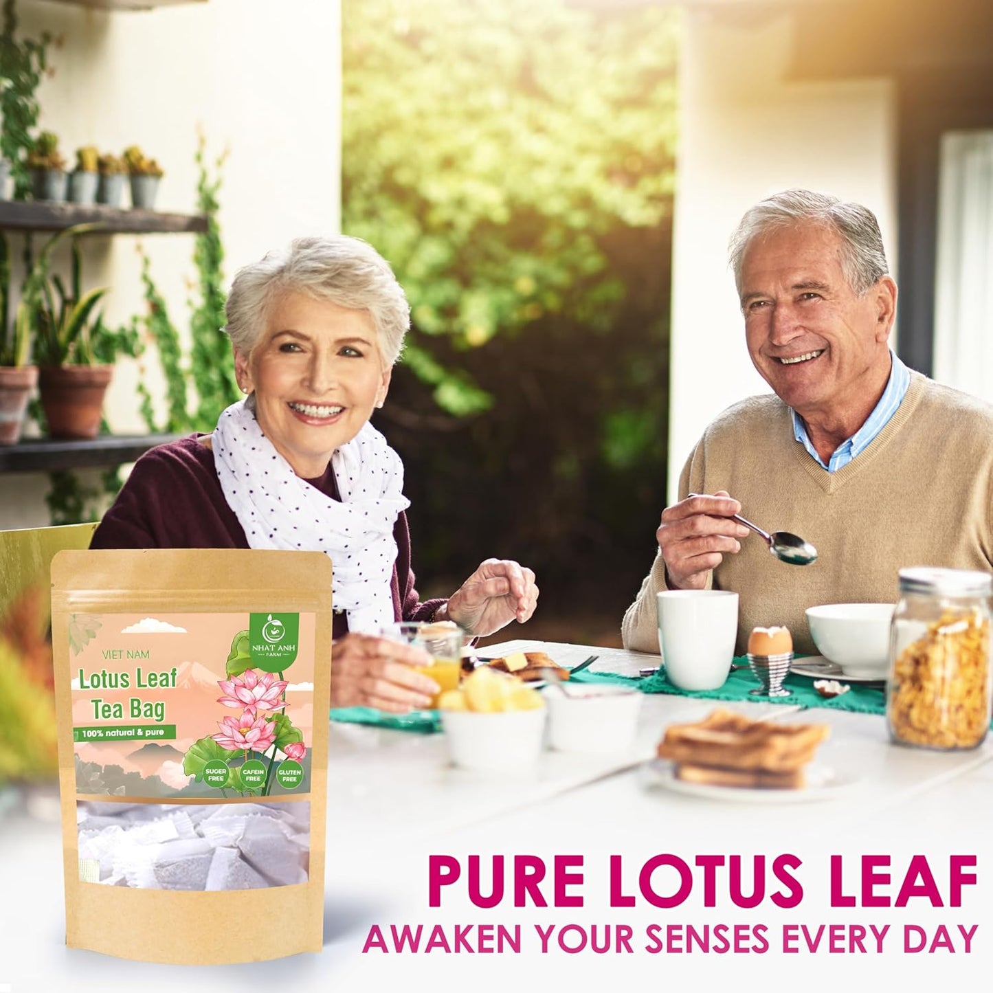 NHAT ANH FARM - Premium Lotus Leaf Tea Bags, 40 Teabags, 100% Natural, Hand-Selected Lotus Leaf Tea Bags, No Additives, Sugar-Free,Caffeine-Free. Good For Your Health.