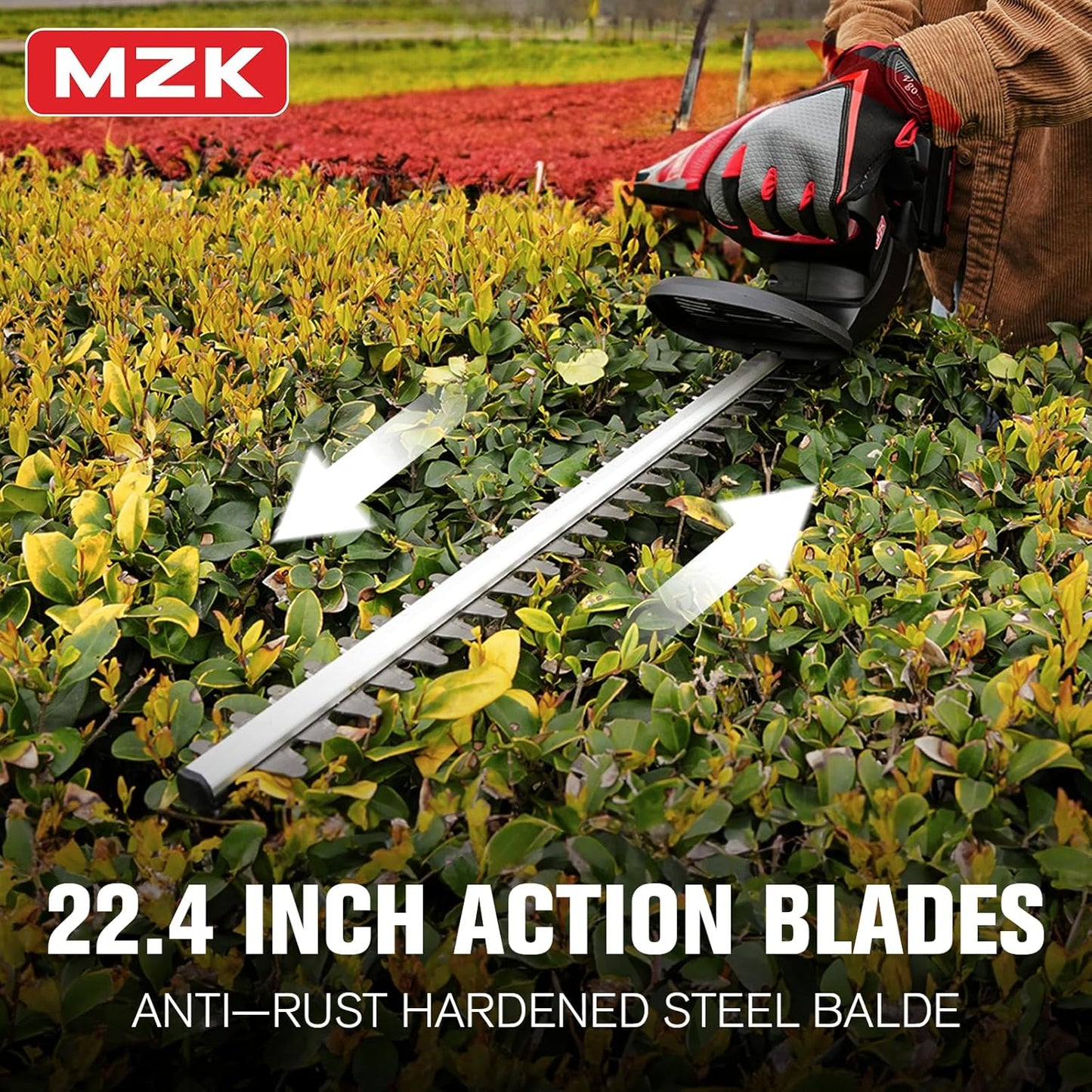 MZK 22'' Cordless Hedge Trimmer, 20V Bush Trimmer, Handheld Hedge Cutter, Grass Shrub Trimmer, Lightweight & Compact Trimmer(Battery & Charger Included)