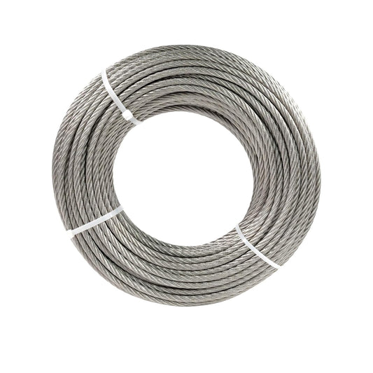 1/4" Stainless Steel Cable 150FT Wire Rope, 7X19 Strands Aircraft Cable, 6400lbs Breaking Strength, for Zipline, Outdoor, Deck Railing, Heavy Duty Applications, Hanging