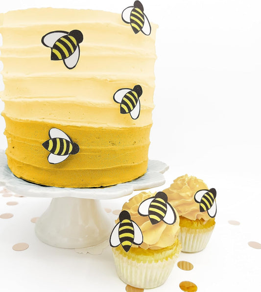 Sugar Robot - Edible Bees for cake decorations - Small Size - Edible bumblebee cake decorations - Premium Crafted - Made in the USA Cake -Set of 24 (Bumble Bees)