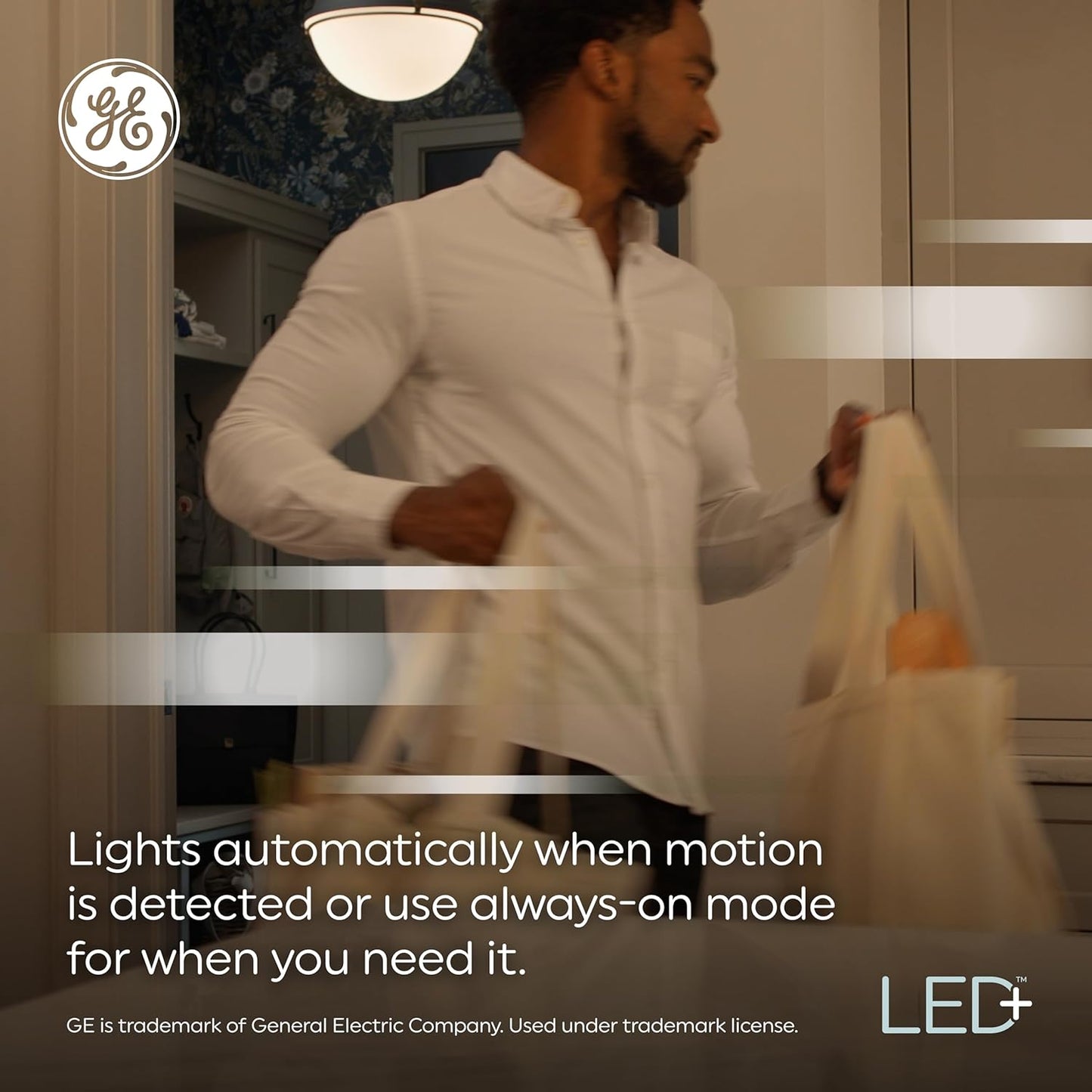 GE LED+ Motion Sensor Fixture, 20W, Flush Mount Ceiling Light with Motion Sensor, Security Light, Soft White