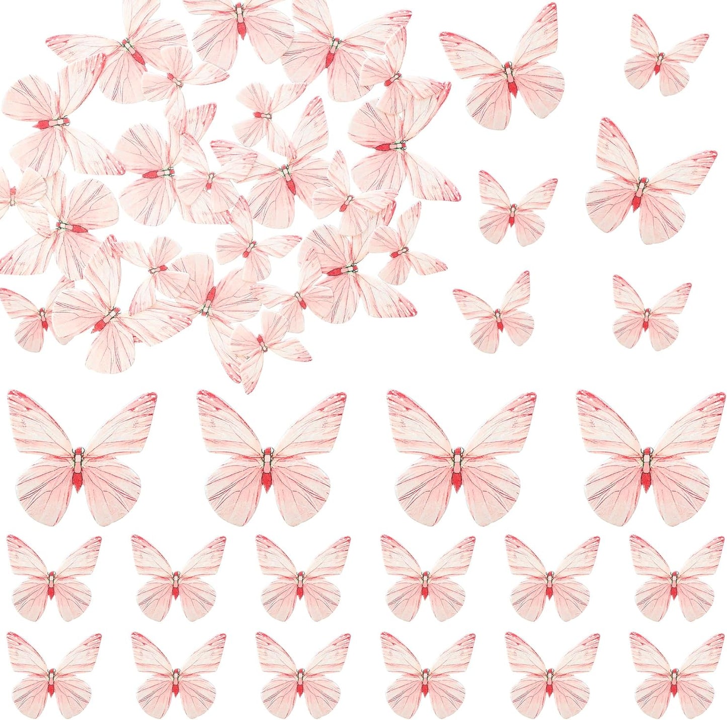 Ephlyn 72Pcs Edible Butterflies for Cake Decorating Pink Butterfly Cake Decorations Pink Butterflies Cupcake Toppers for Wedding Birthday Anniversary Flower Themed Party Supplies