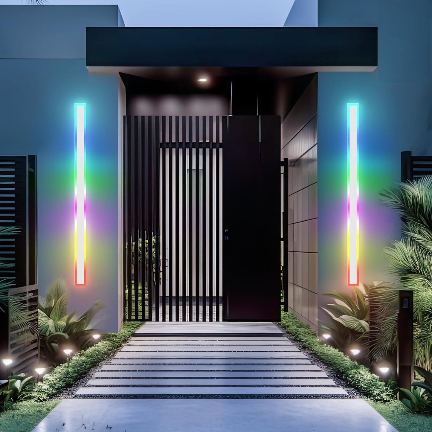 Modern Outdoor Wall Lights, 2 Pack Long Wall Sconce, Lighting Fixtures Long Wall Light 24w Waterproof Ip65 Black Exterior Sconce Led Linear Light for Garage, Patio (2pack-white, 60inch)