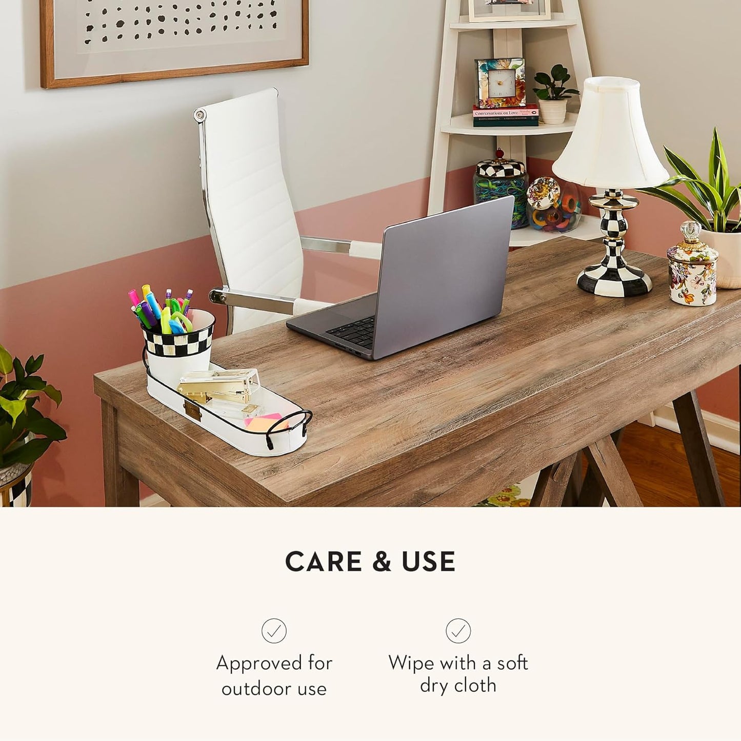 MACKENZIE-CHILDS Galvanized Herb Pots with Tray, Metal Herb Planters, Set of 3, Spectator