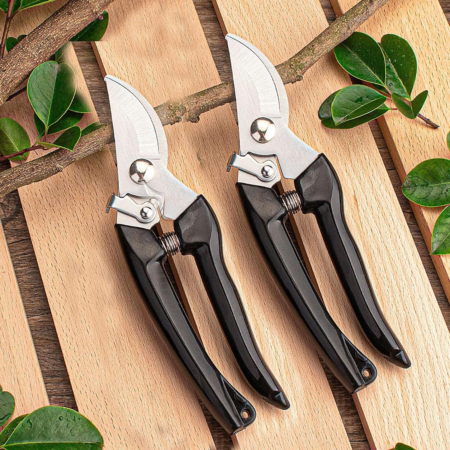 Garden Flower Shears Pruning Shears 6.9 inches Scissors Heavy Duty Plant Scissors for Cutting Flowers, Trimming Plants, Bonsai, Fruits Picking (Black Handle)