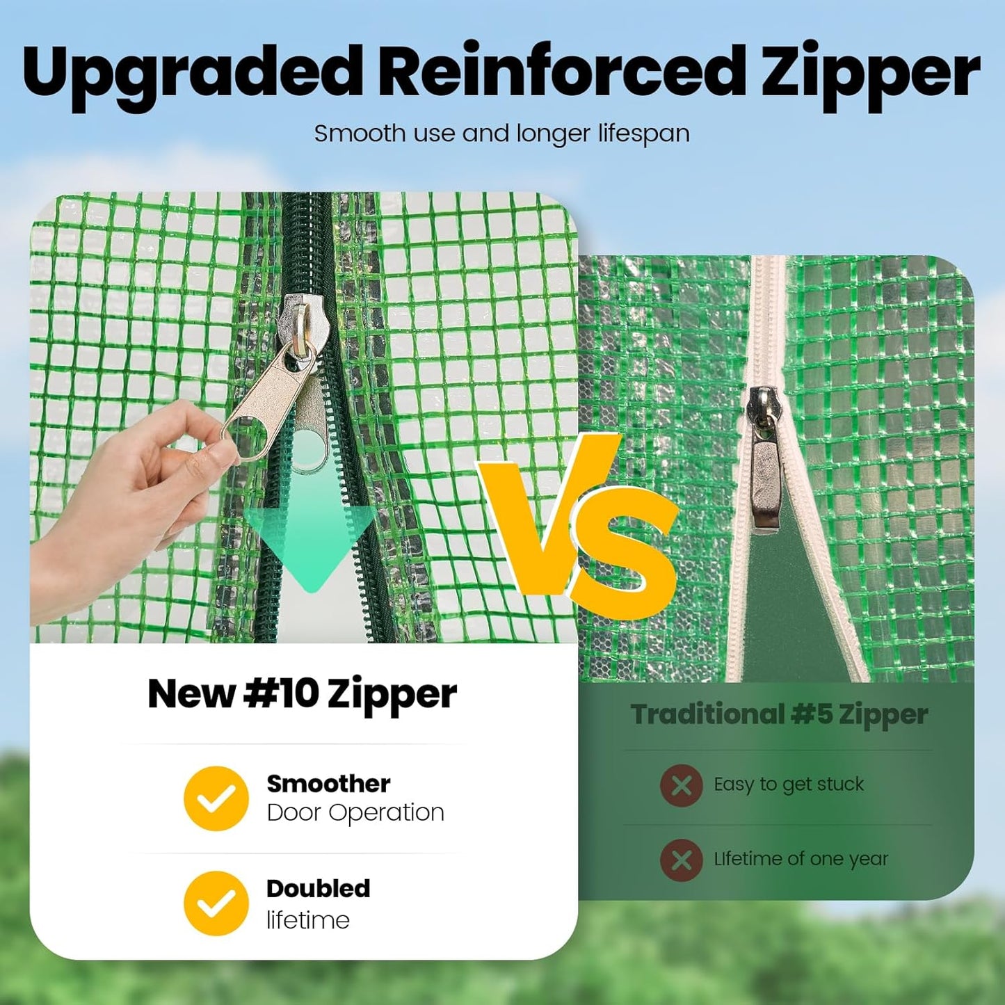 KING BIRD Premium 25x10x6.6FT Greenhouse for Outdoors, Large Walk-in Heavy Duty Galvanized Steel Frame, Mesh Door Screen Window Upgraded Zipper Tunnel Hoop for Garden Plant Winter, Green