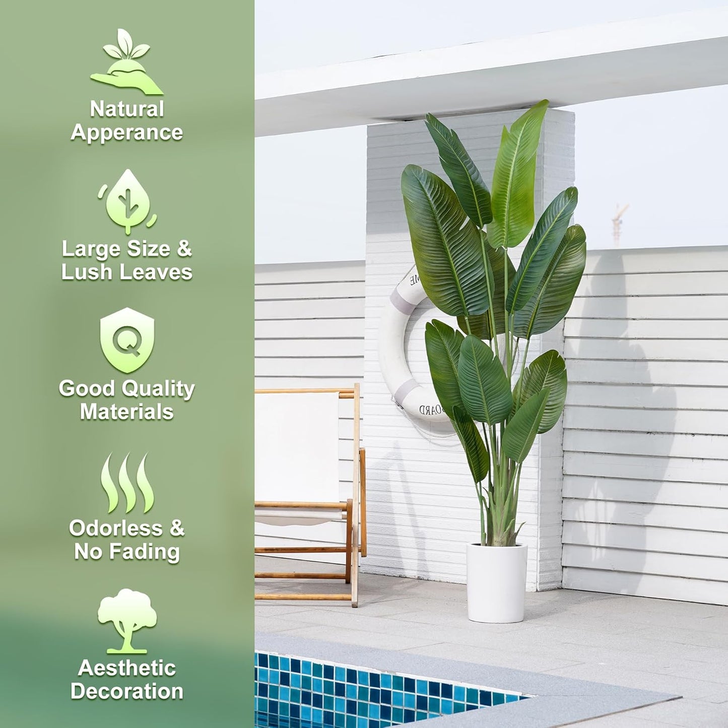 Large Artificial Plants Indoor 7.2Ft Silk Bird of Paradise Big Tall Fake Tree Faux Green Silk Floor Potted Plants for Home Living Room Bedroom Office Decor (2 Pack)…