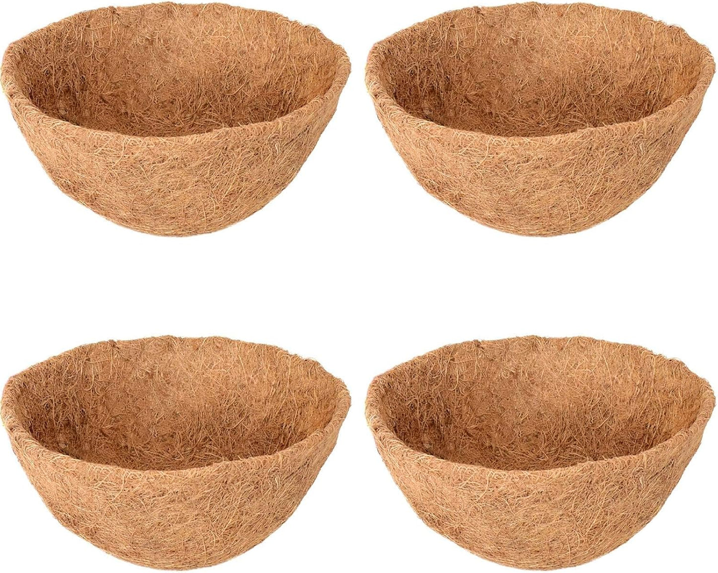 Halatool 4 PCS 14 Inch Coconut Liners for Planters Round Hanging Basket Liners 100% Natural Replacement Coconut Fiber Liner for Garden Flower Pot Vegetables Herbs