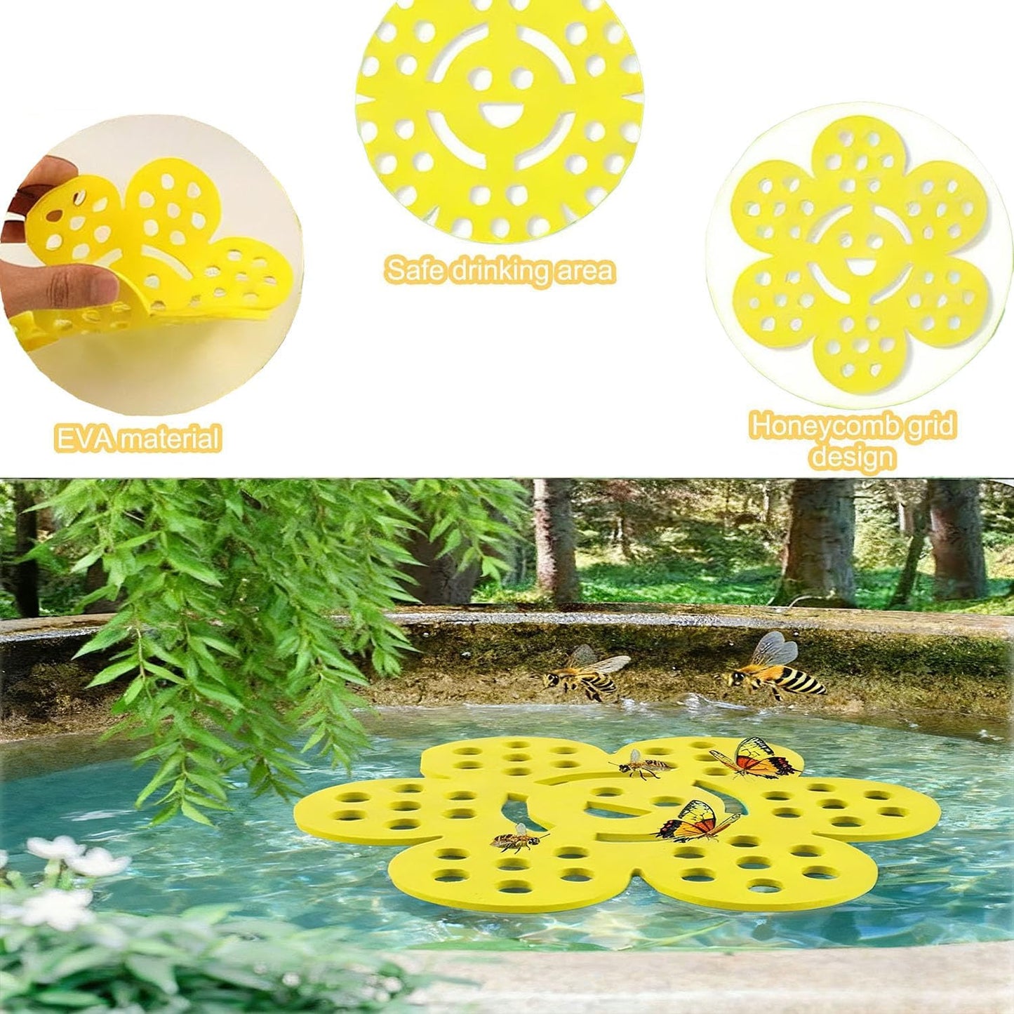 4 Pack Floating Bee Watering Station for Garden, Butterfly Feeder Bee Waterer Wildlife Baths Pollinator, Outdoor Pool & Garden Decor(Flower Face)
