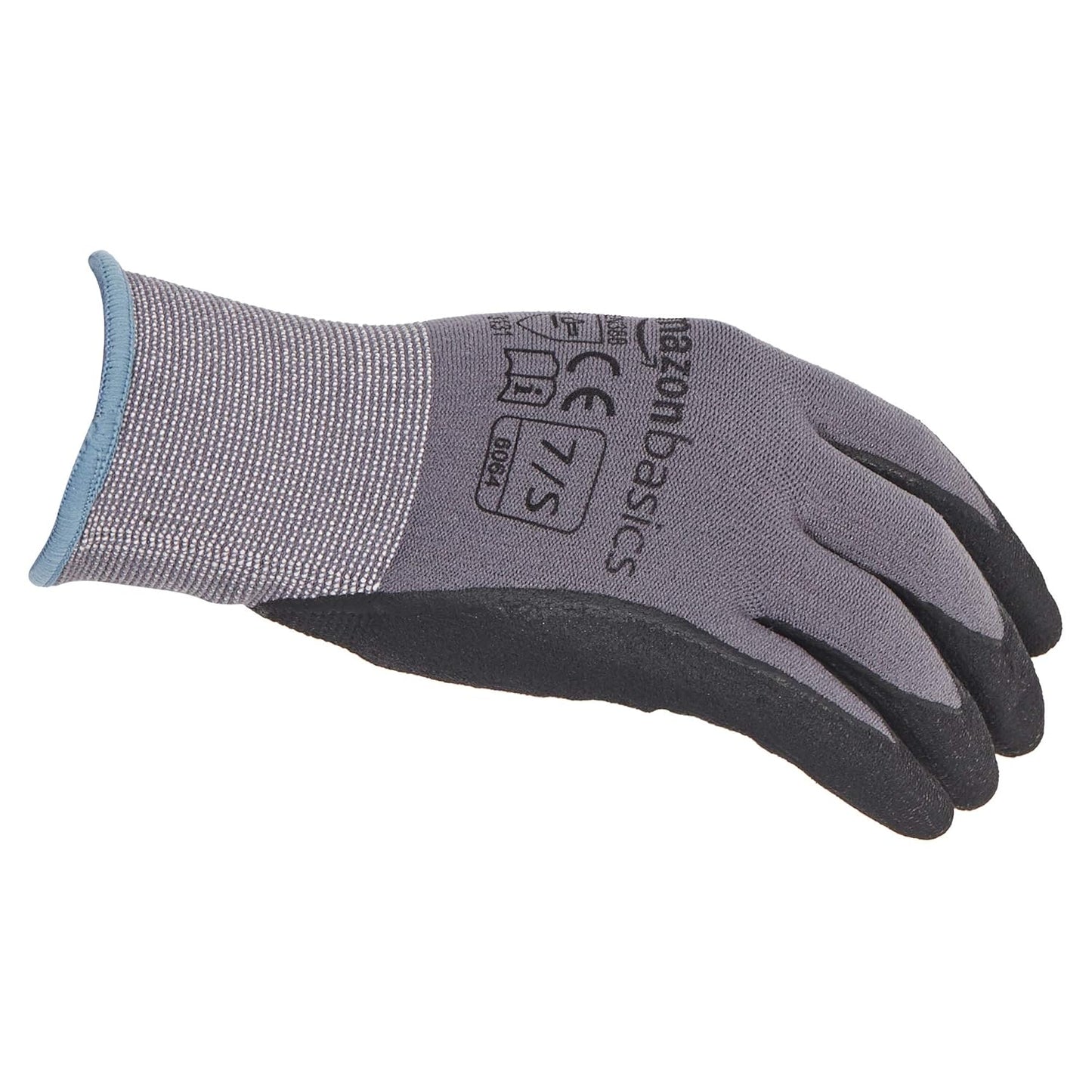 Amazon Basics Micro-Foam Nitrile Coated Work Gloves, Nylon Liner Fiber, Touch Screen, Grey, Size 7/S, 12-Pair