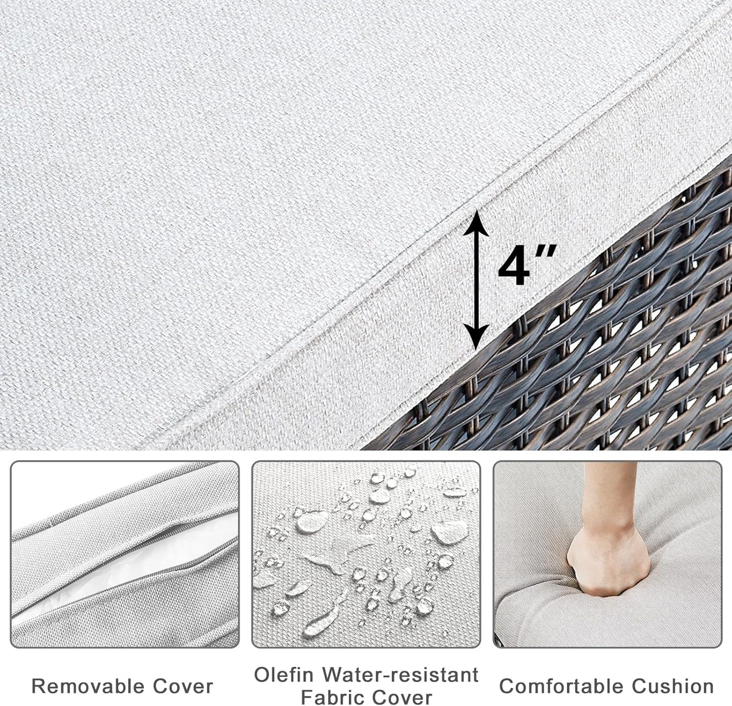 HUMMUH Outdoor Patio Furniture 7-Piece All-Weather PE Wicker Outdoor Conversation Set-Patio Couch Swivel Rocker Chairs with Ottomans Coffee Tables for Backyard,Poolside,Deck