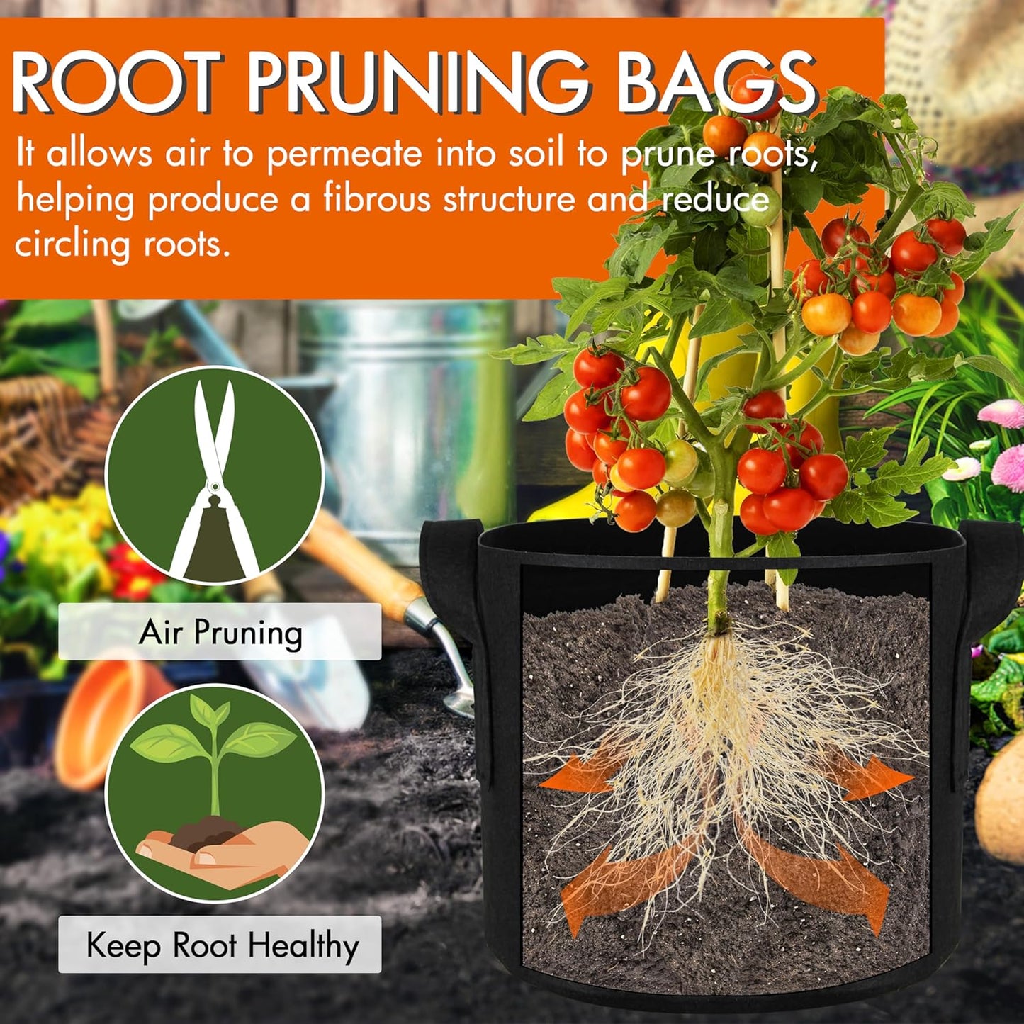 Gardzen 10-Pack 25 Gallon Grow Bags, 300G Thickened Aeration Fabric Pots with Handles, Heavy Duty Cloth Pots for Plants