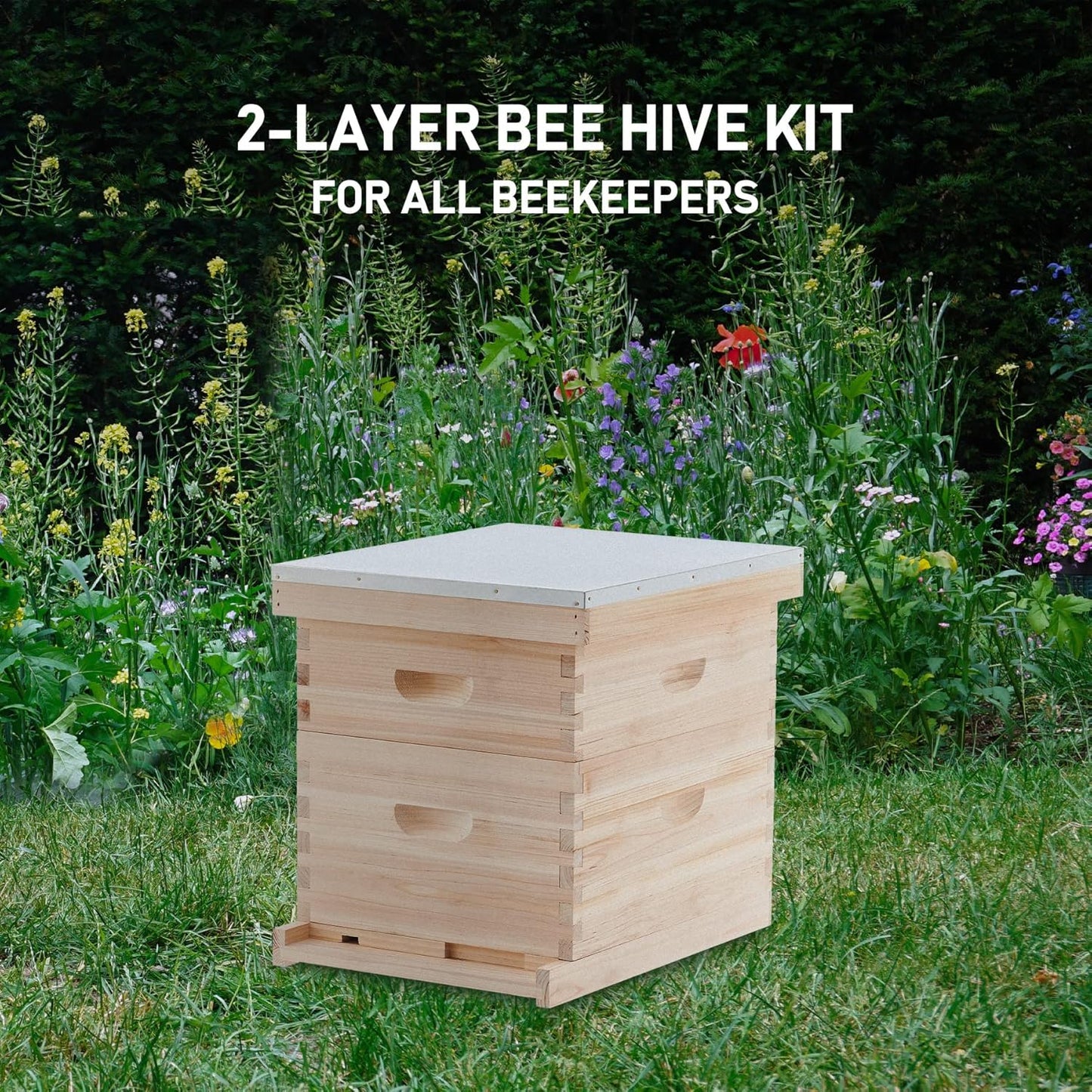 CREWORKS Bee Hive Boxes 10 Frame Langstroth Beehive, Bee Keeping Starter Kit Includes 1 Super Bee Box & 1 Bee Brood Box with Beehive Frames and Foundation, 2 Layers Complete Bee Hive Kit