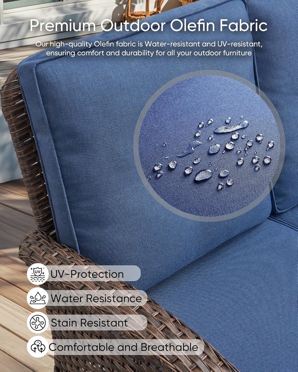 HUMMUH 7-Piece Patio Furniture Set with Fire Pit,Wicker Patio Sofa Set Outdoor Swivel Rocking Chairs with Ottomans for Backyard,Poolside,Deck