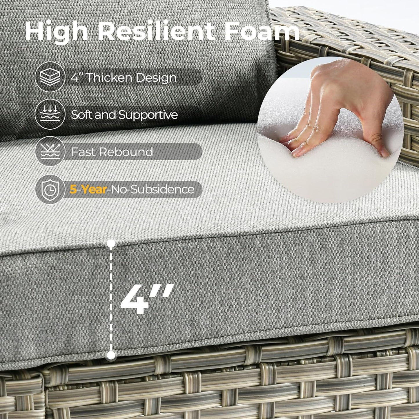 HOOOWOOO Outdoor Sectional Patio Furniture Set with Fire Pit Table,13 Pieces Wicker Conversation Sets L Shaped Couch,Extra Deep Out Door Sofa Outside Furniture with Swivel Chairs Ottoman,Charcoal Gray