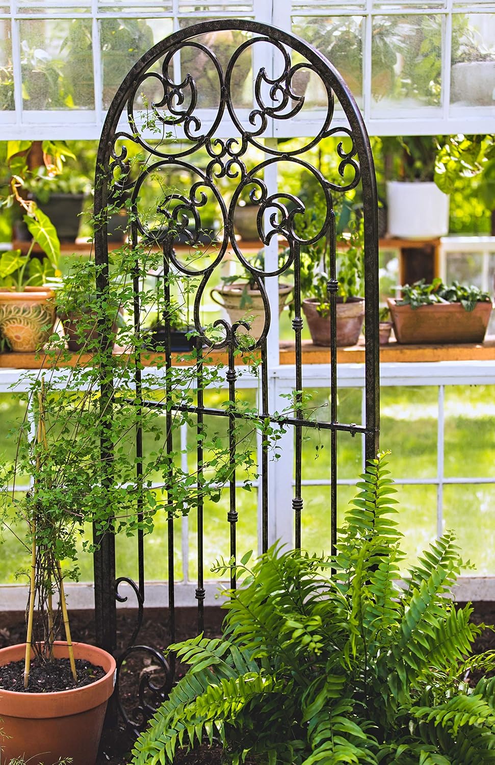 H Potter Garden Trellis for Climbing Plants Metal Wrought Iron Outdoor Wall Panel for Vines Flowers