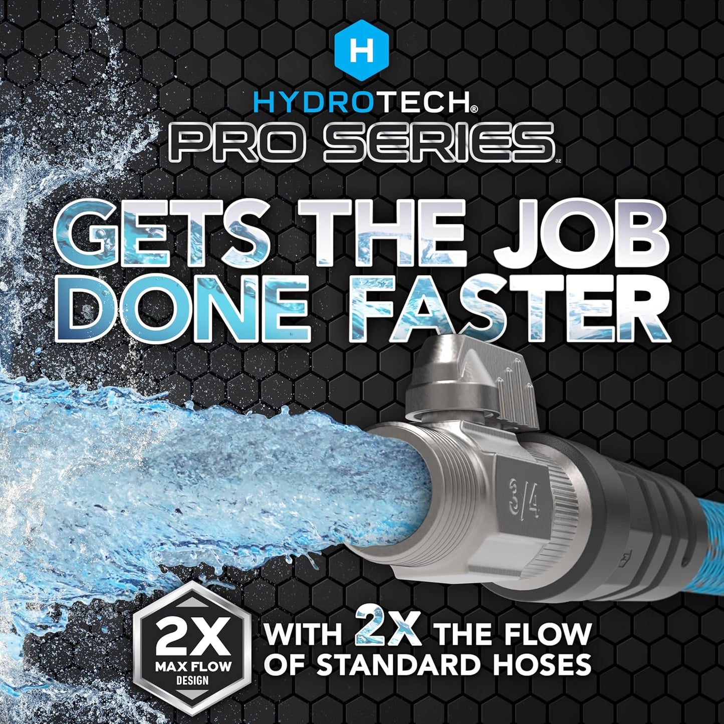 HydroTech 25 ft Expandable Garden Hose - Pro Series, 2x Max Flow, 3/4" No-Kink Flexibility, Lightweight Hose for Lawn, Garden, Car Washing, Deck and Patio Cleaning