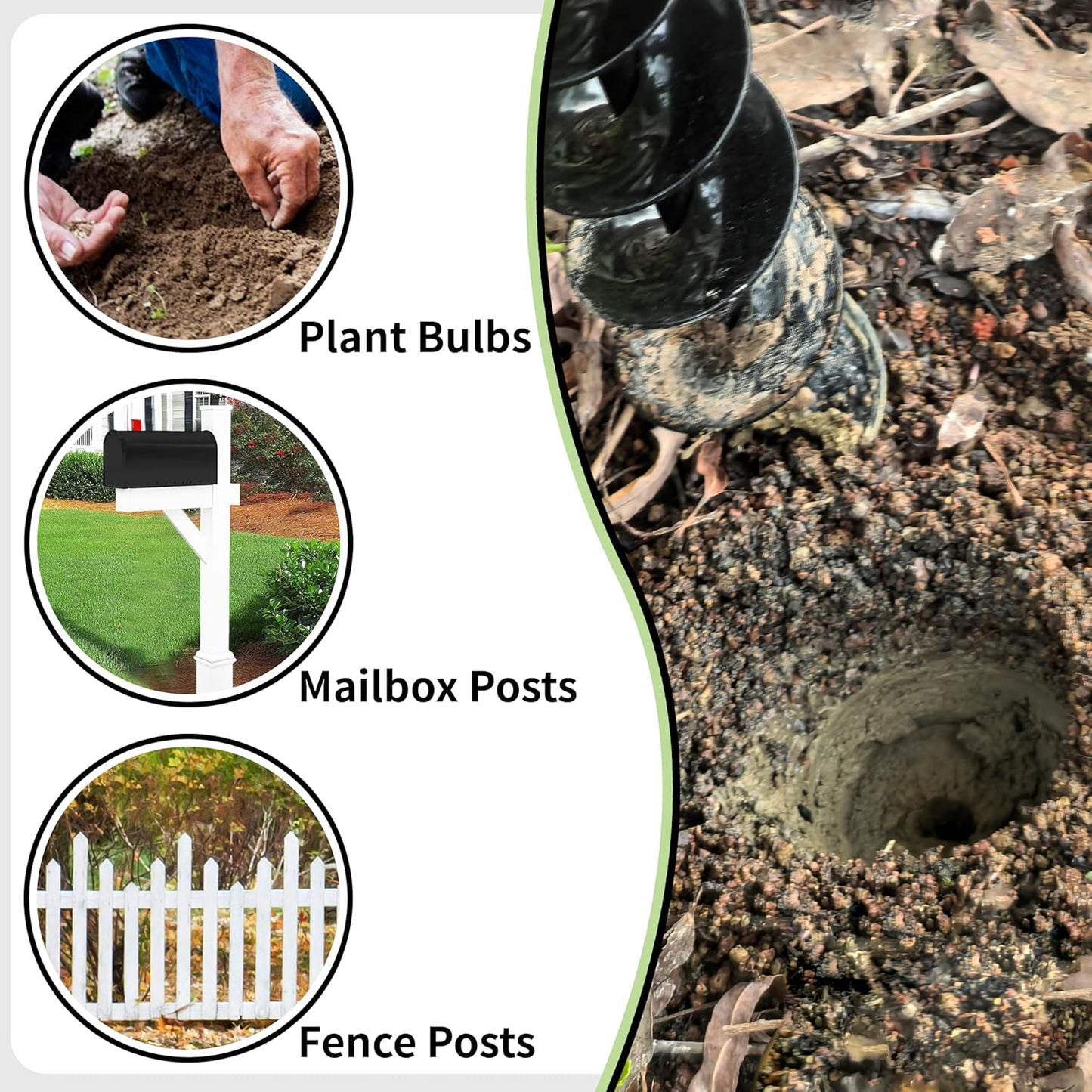 TCBWFY 2x32 Inch Auger Drill Bit for Planting - Long Handle Easy Planter Garden Auger - Bulb & Bedding Plant Augers - Post Hole Digger for 3/8”Hex Drive