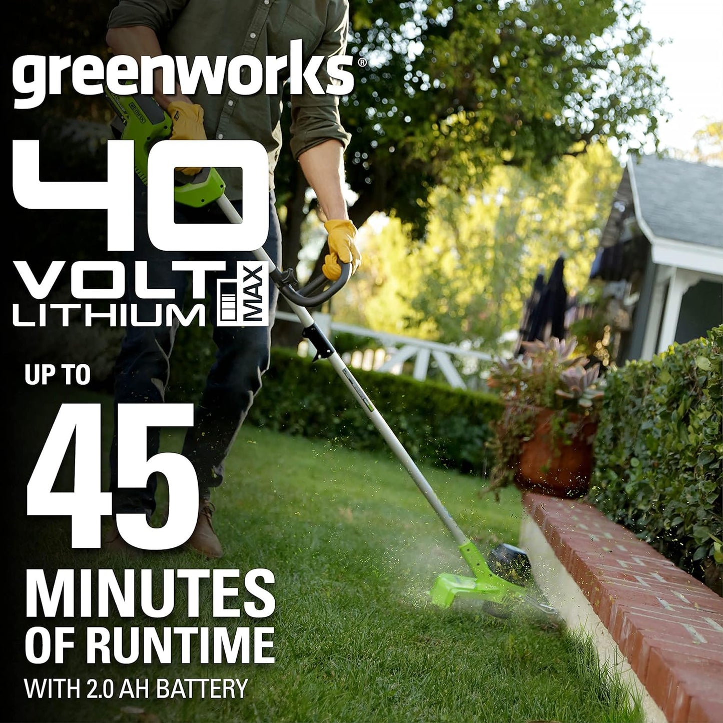Greenworks 40V 12" Cordless String Trimmer, 2.0Ah Battery and Charger Included