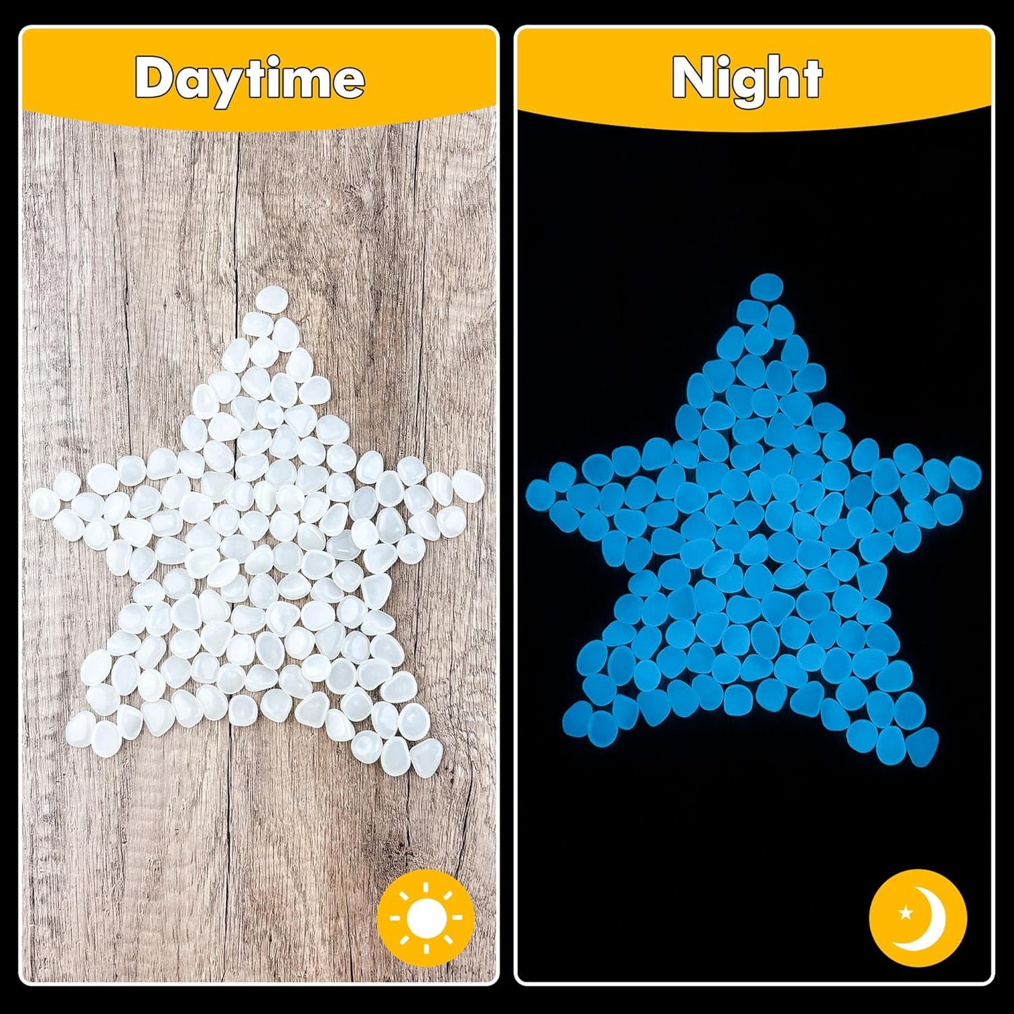 Glow in The Dark Rocks Outdoor Garden Pebbles Stones, 1.2Lbs White Fish Tank Glow Rocks Resin Glowing Pebbles for Garden/Aquarium/Planter/Walkway/Driveway