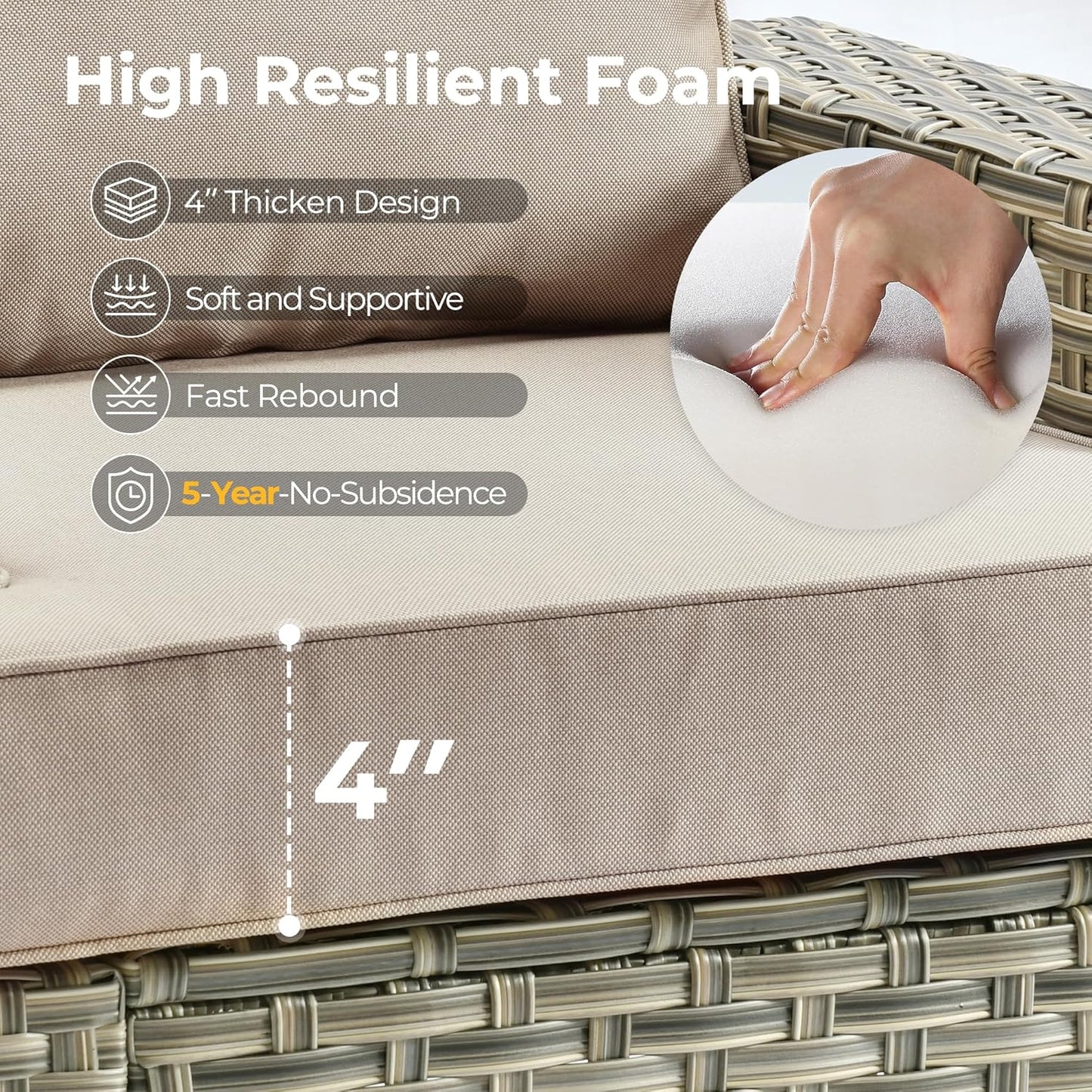 HOOOWOOO Outdoor Sectional Patio Furniture Set,6 Pieces Wicker Conversation Sets L Shaped Couch,Extra Deep Out Door Sofa Outside Furniture,Beige