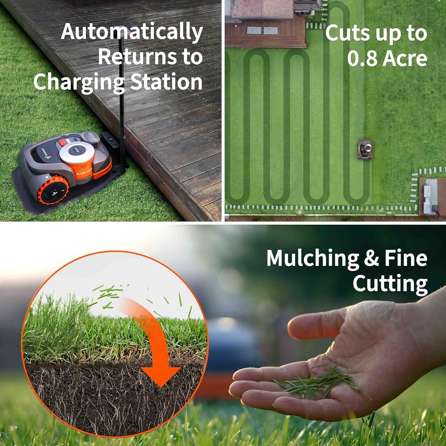 Segway Navimow H3000N-VF Robot Lawn Mower Perimeter Wire Free, 0.74 Acre RTK+Vision Robotic Lawnmower, Virtual Boundary, Systematic Mowing, APP Control, Anti-Theft 54dB(A) Quiet, Multi-Zone Management